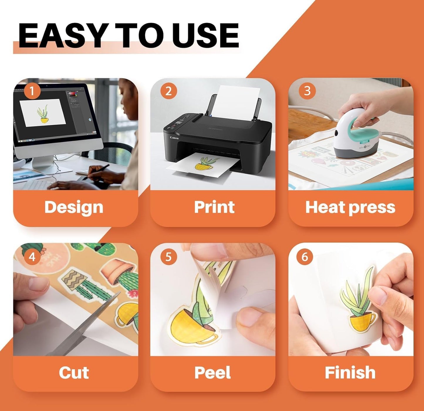 HTVRONT Sublimation Sticker Paper - 20 Pcs Glossy Transparent Waterproof Sublimation Stickers
