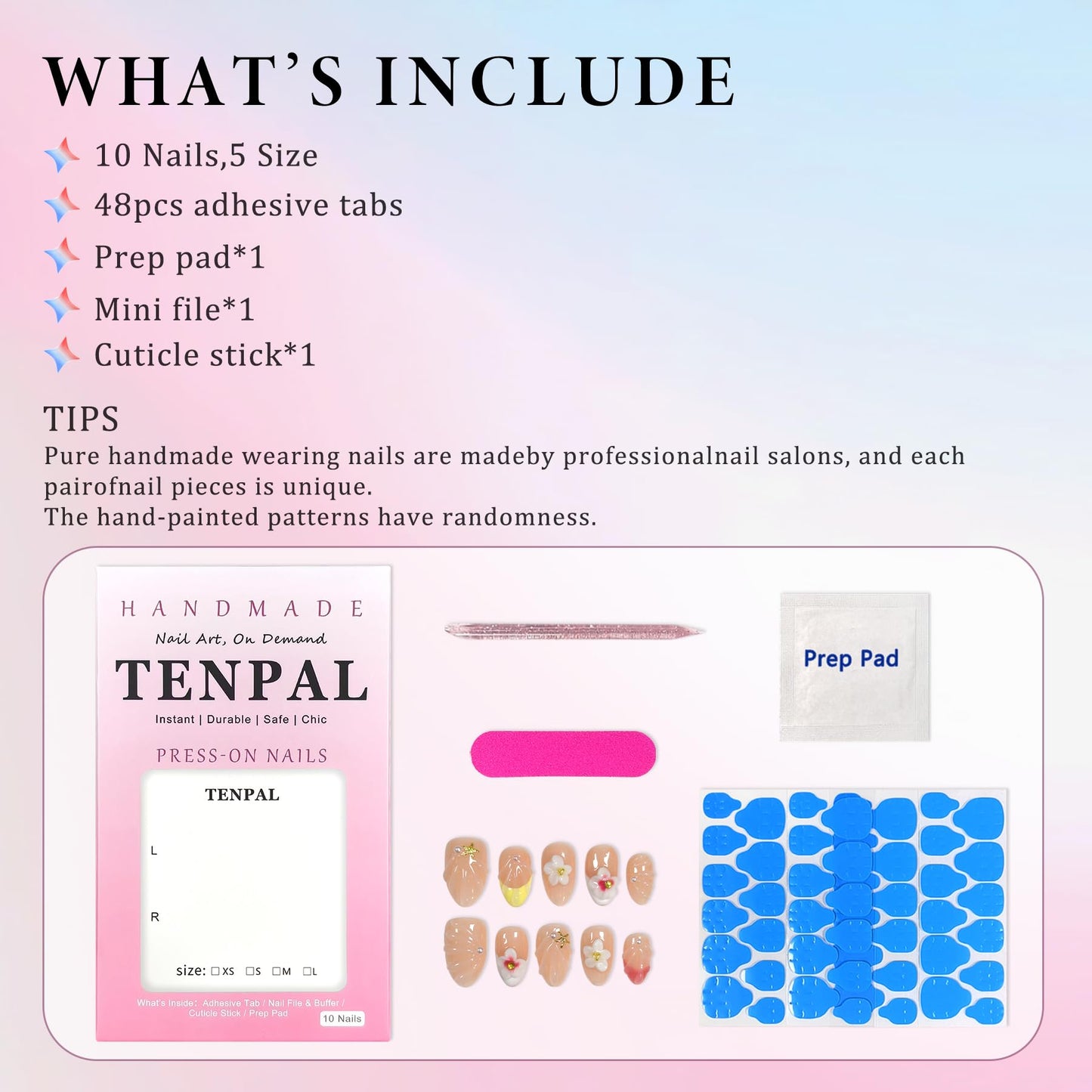 TENPAL Warm Yellow French Tips Press on Nails Short Oval with 3D Floral, Handmade & Reusable, Cute Sheer Soft Sunny Style False Nails for Clean Daily Wear(M)