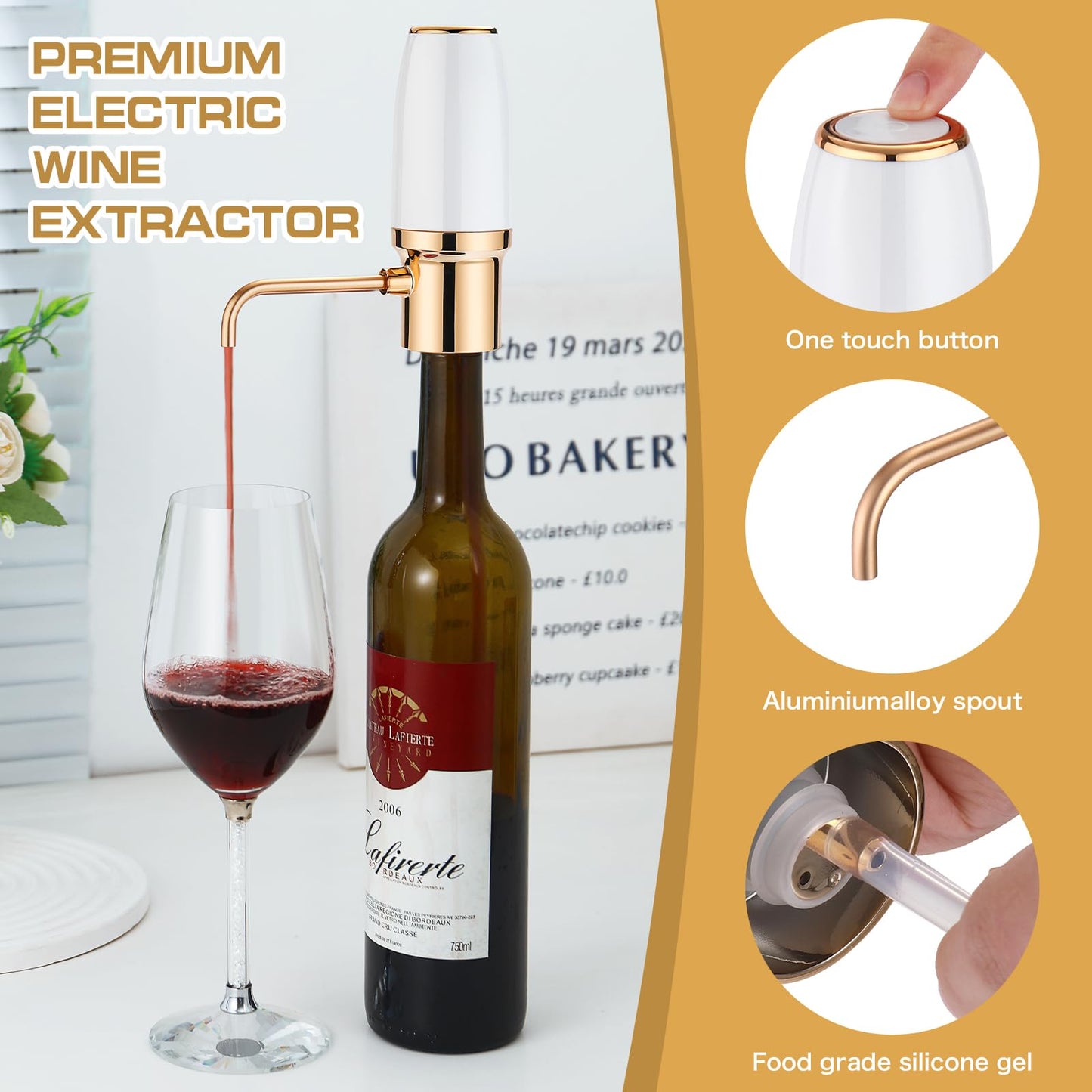 BLUBYEES Electric Wine Aerator Pourer with Stopper, Automatic Wine Bottle Dispenser Machine with USB Rechargeable and Multi-Smart Wine Decanter, Best Wine Gifts for Wine Lovers
