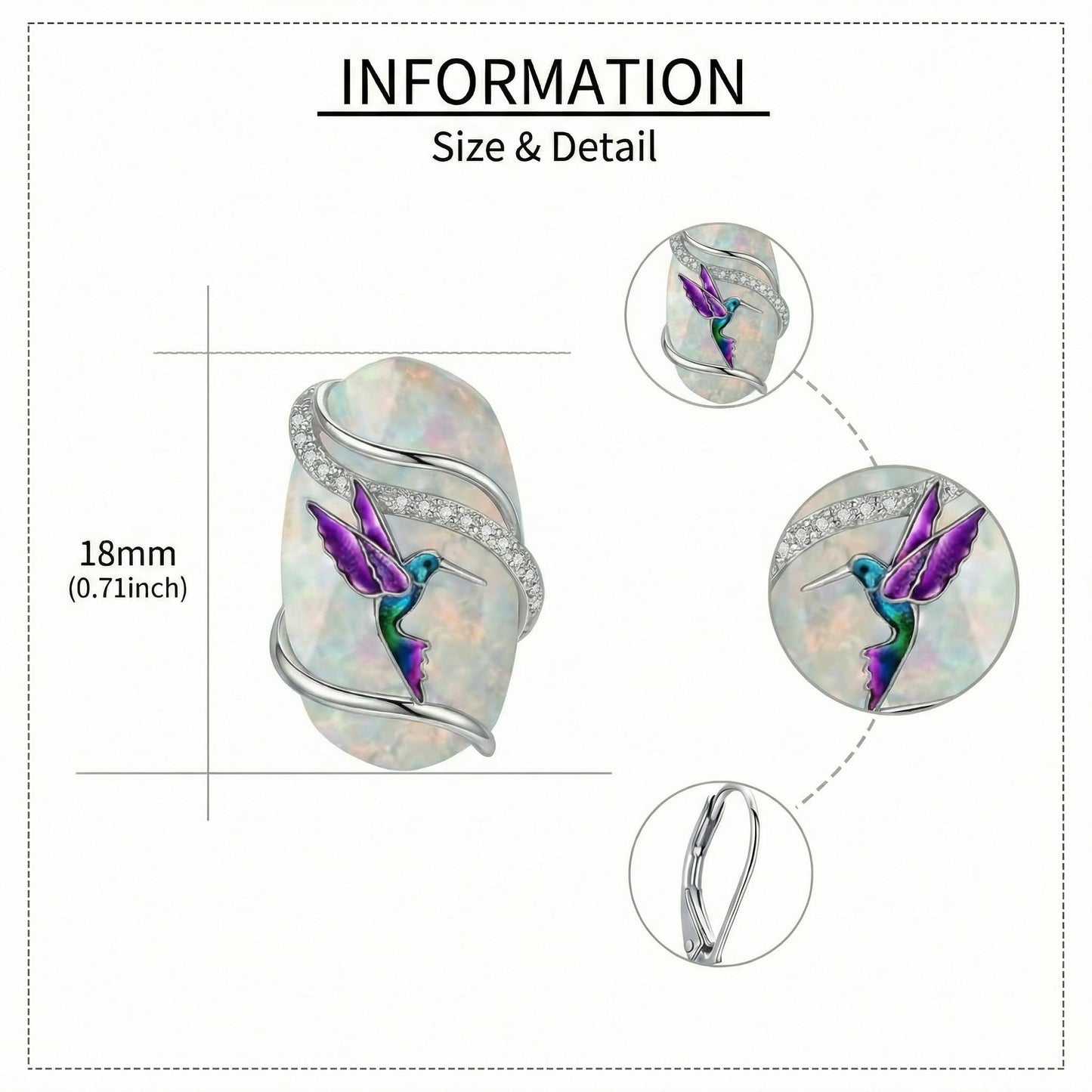 ONEFINITY Opal Hummingbird Earrings Opal Earrings Hummingbird Jewelry Gifts for Women