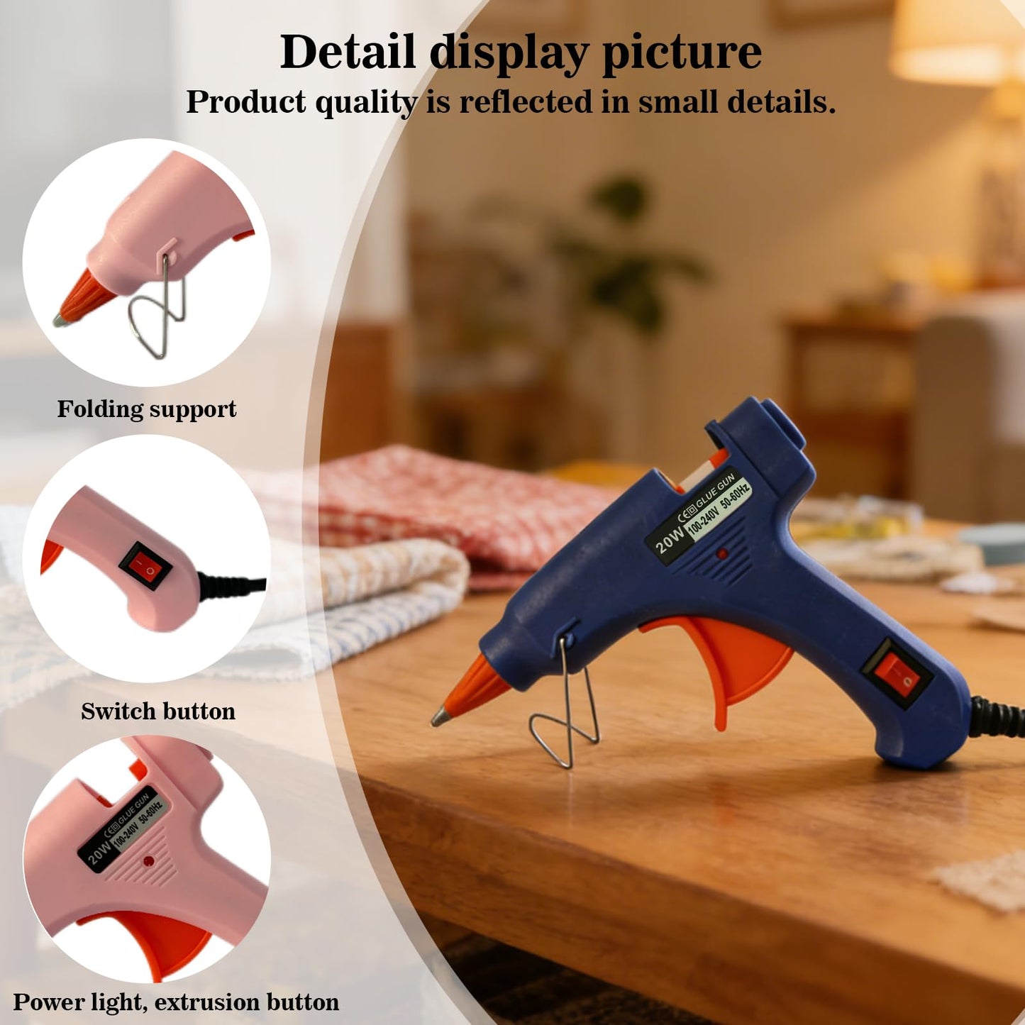 6 Pack Mini Hot Glue Gun Set (3 Pink + 3 Blue) with 30 Long Glue Sticks, 7 x 150mm Low Temp Glue Guns for Crafts, Classroom, DIY Projects & Quick Repairs, 20W