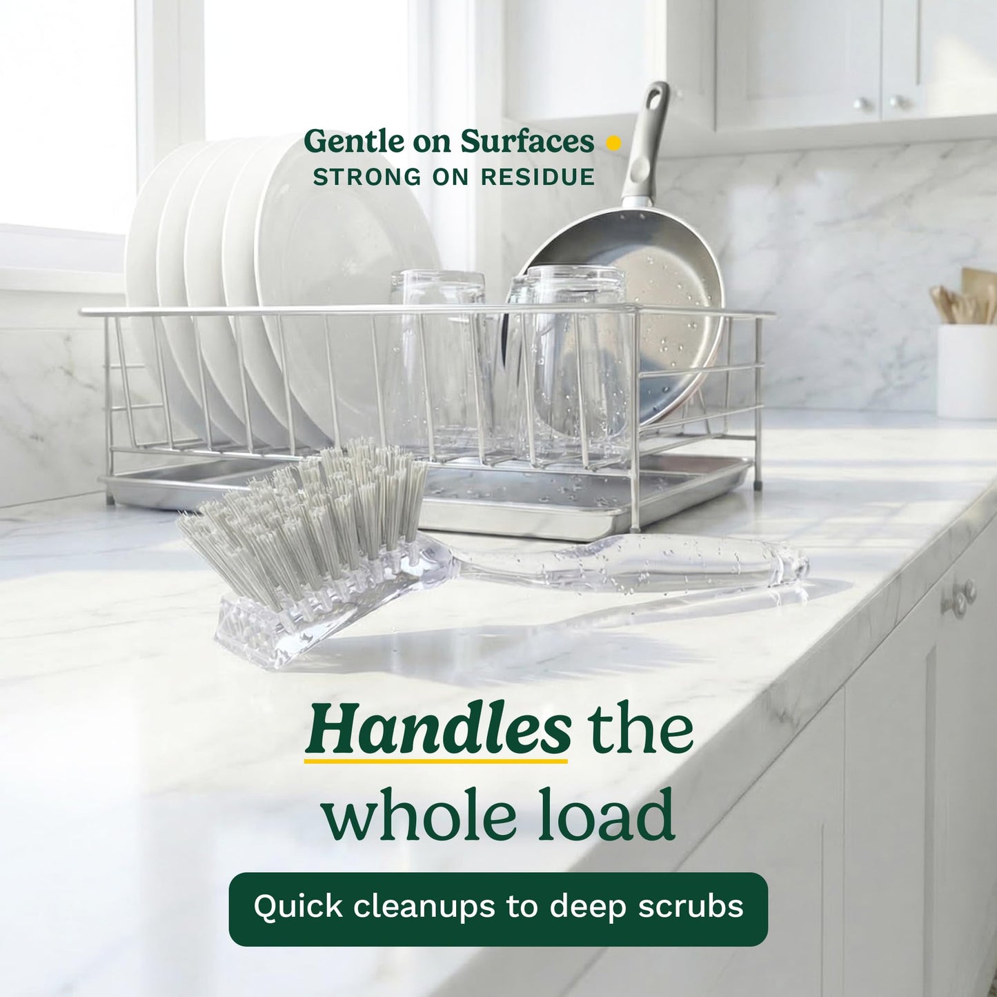 Cuisinart Dish Brush with Handle 2 Pack – Kitchen Scrub Brush for Dishes, Pots & Pans, Non-Scratch Dish Scrubber, Firm Bristles for Sink & Cookware, Comfortable Grip for Everyday Cleaning