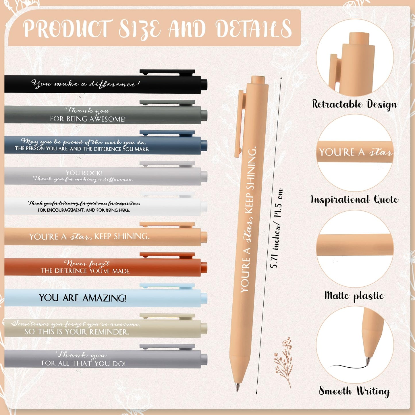Tellingyou 40 Pcs Employee Appreciation Gifts Bulk Inspirational Notebook Ballpoint Pen Motivational Notebook Mini Journal for Volunteer Administrative Professional Teacher Nurse Team (Classic)