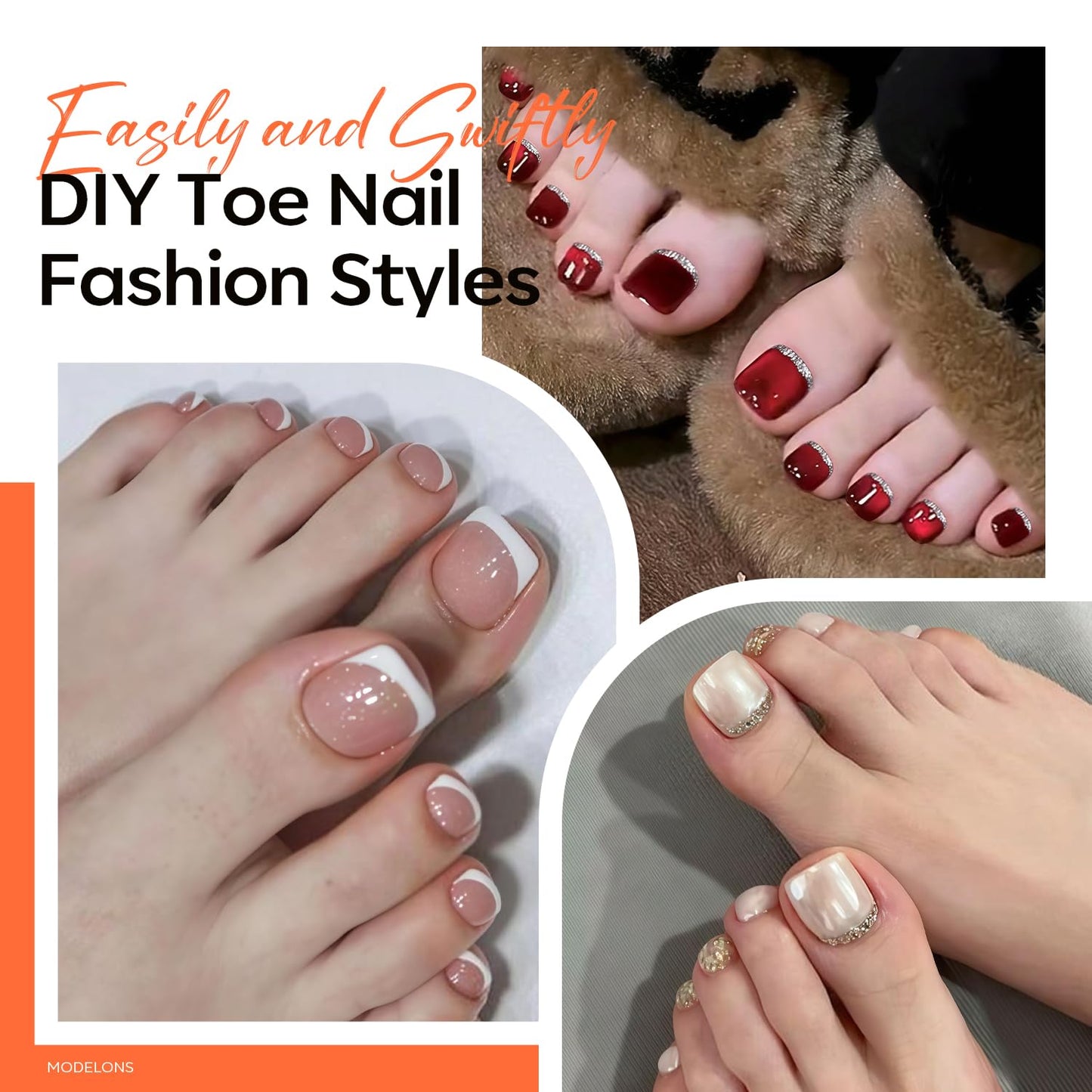 Modelones Toe Nail Tips Short Square Soft Gel Tips Squoval Fake Press Ons Toe Nails Matte Full Cover Pre-shape Extension Home DIY Salon 240Pcs 15Sizes