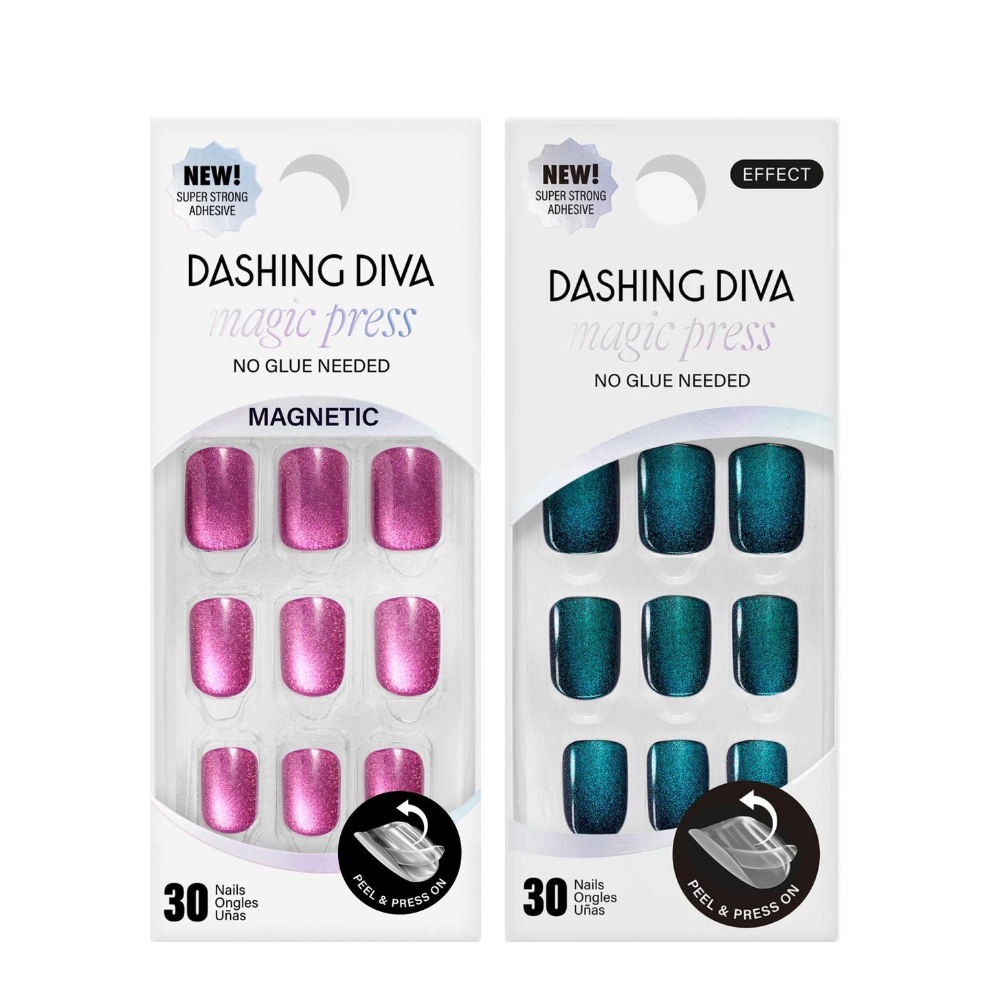 Dashing Diva Magic Press Premium Nail Bundle - Icons Collection - Square Shape Press On Nails - Ruby Slippers & Earth to Diva - Long Lasting Gel - Lasts Up to 7 Days - 2 Sets