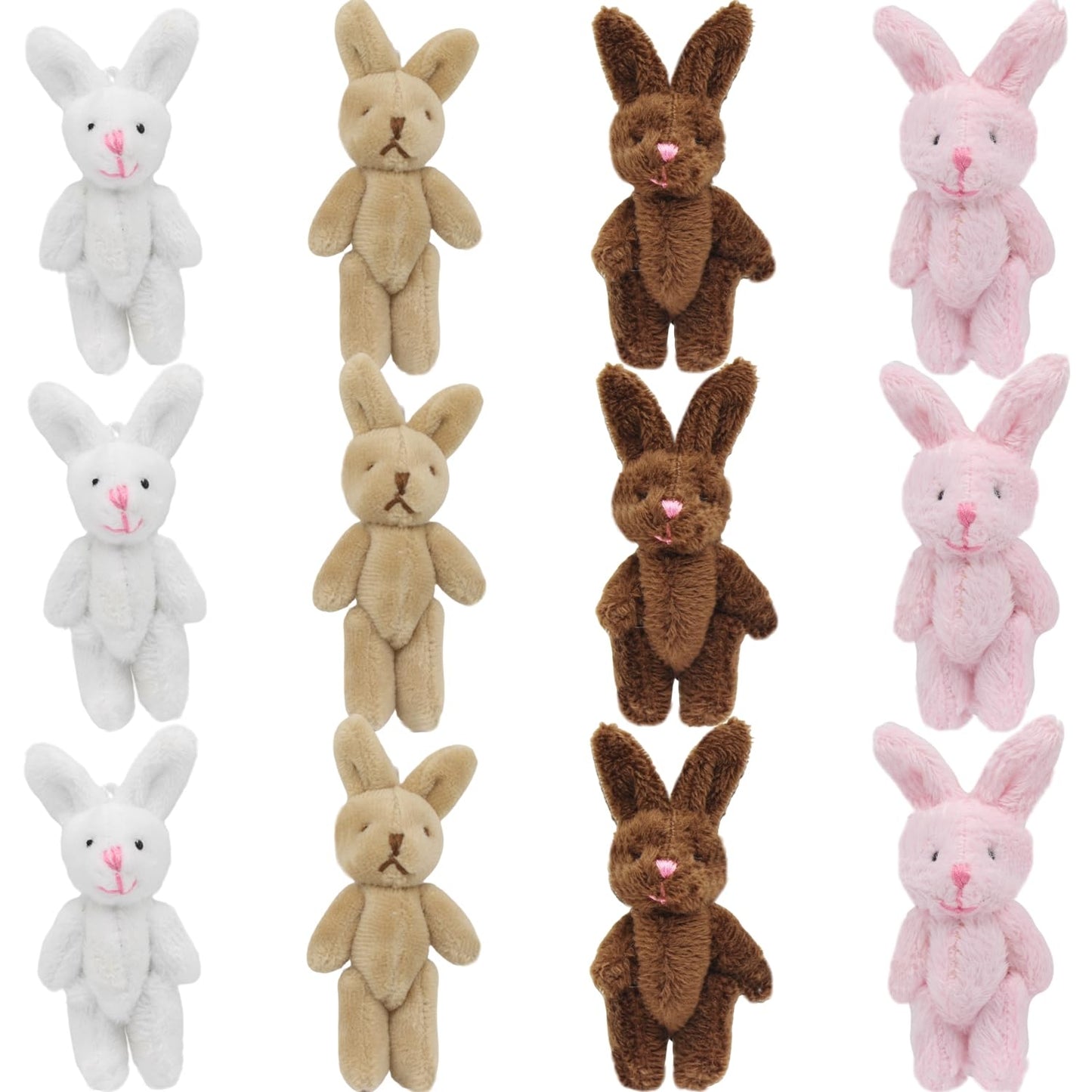 YGbridge Mini Plush Bunny, 12 Pcs Tiny Stuffed Animals, 3.2 Inch Easter Bunny Doll, Soft Rabbit for Easter, Birthday, Wedding Decorations, Easter Basket Stuffers (3.2 Inch)