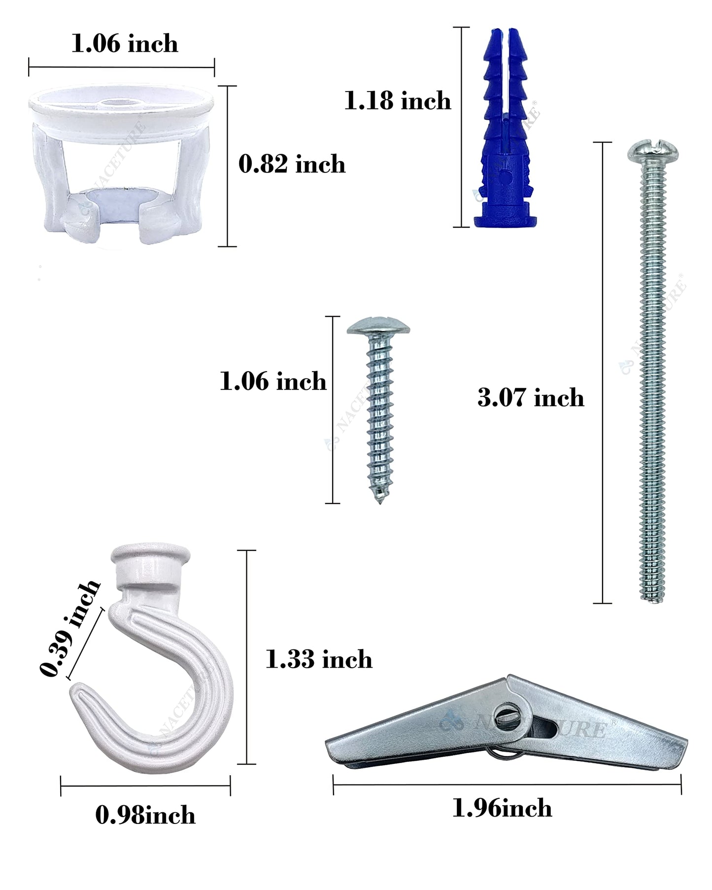 Swivel Swag Hooks for Ceiling Hanging - Heavy Duty Ceiling Hangers for Plants & Lights - Zinc Bolt Hook Installation for Cavity Wall Fixing (White 4 Pack)