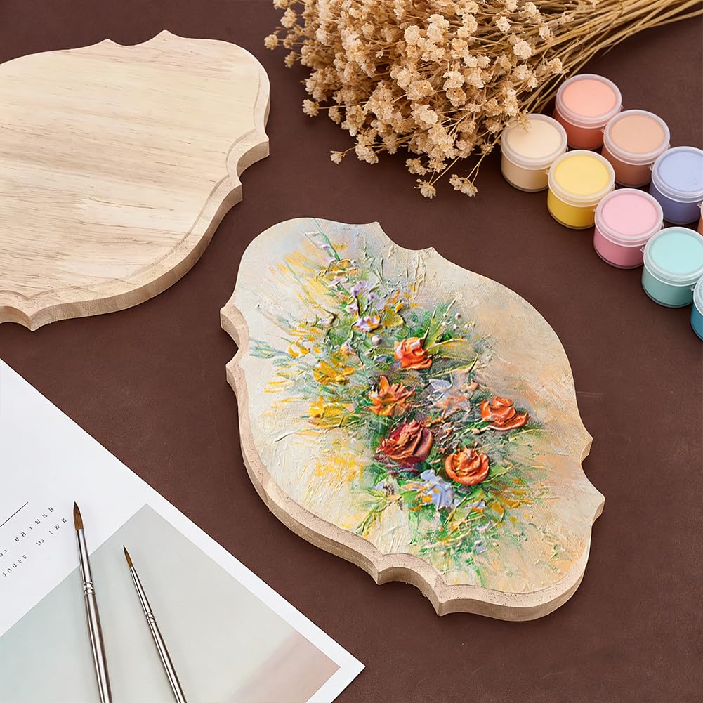 PH PandaHall 2pcs Oval Wood Shield Plaque Unfinished Wood Plaque, Antique White DIY Craft Plaque Wall Hanging Plaque for Home Door Wall Wedding Decor DIY Projects Slab Pallets, 8.7x5.9