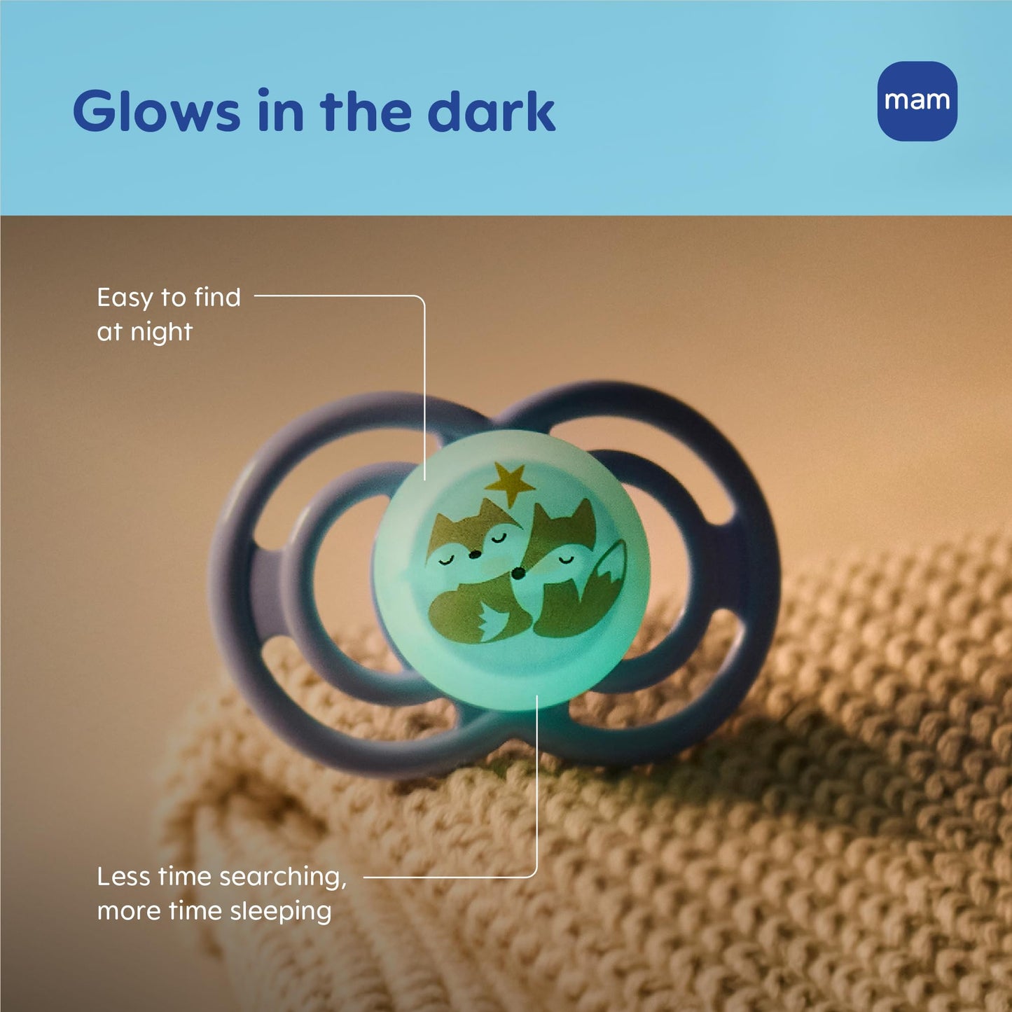 MAM Perfect Baby Pacifier 16+ Months, Extra Thin Nipple, Developed with Orthodontists, Clinically Proven, Glows in The Dark, BPA-Free Silicone, Pack of 2, Made in Europe