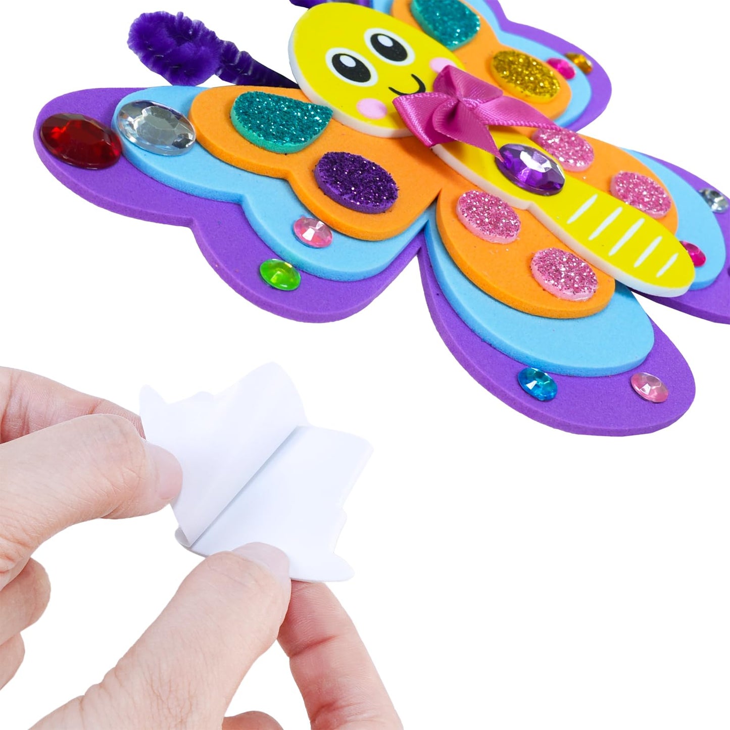 Winlyn 24 Sets Butterfly Craft Kits DIY 3D Rainbow Butterfly Ornaments Decorations Art Set Foam Stickers Arts and Crafts for Kids Spring Summer Camping Party Classroom Activities Art Project