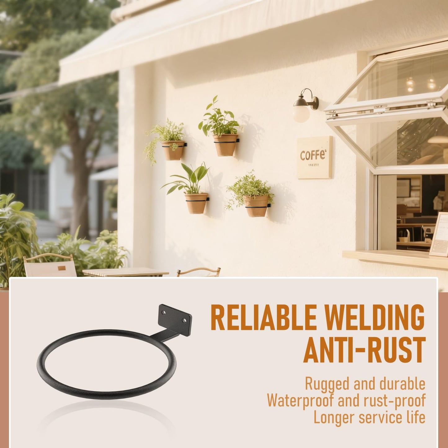 ASZUNE Wall Pot Holder Bulk 4in 20Pack Ring Plant Hanger, Metal Planter Hooks Wall Mounted Bracket Heavy Duty for Outdoor Indoor Black