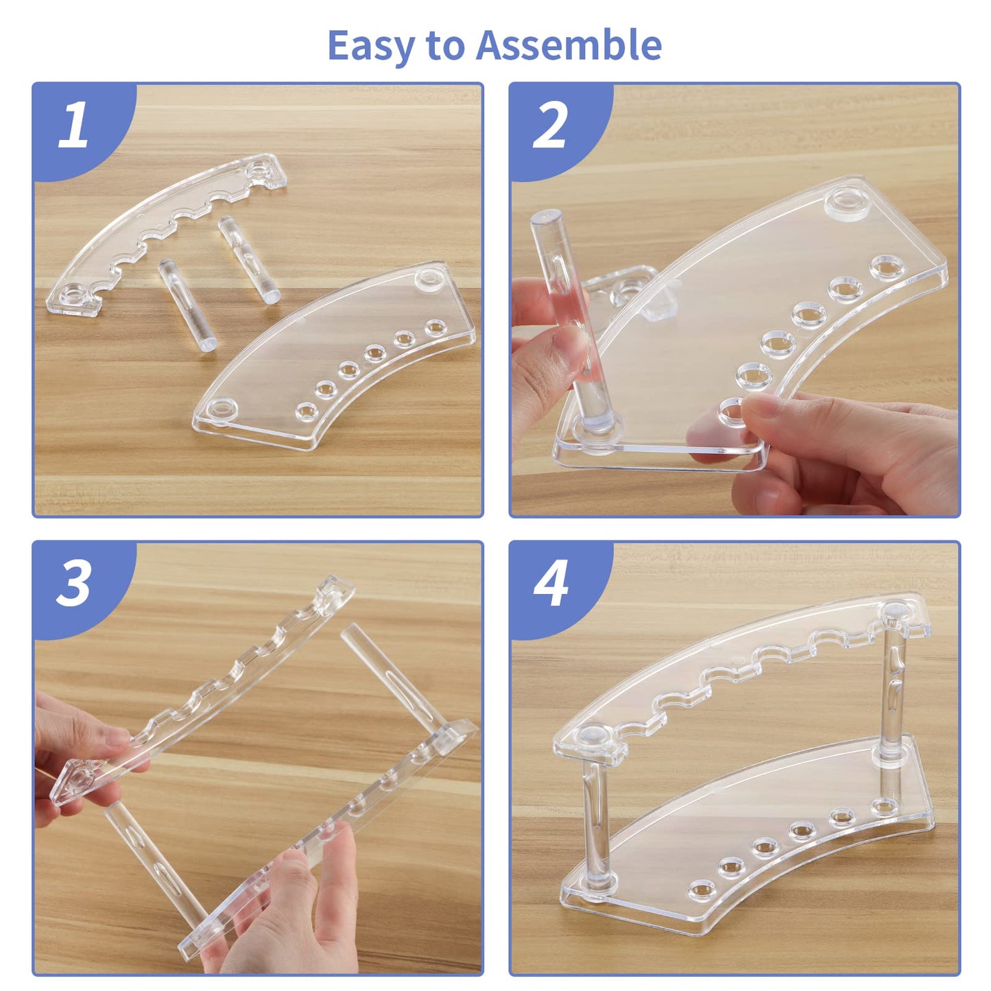 MOLIGOU 6 Pcs Pen Display Stand, 6 Slots Plastic Pen Holder, Clear Pen Display Rack for Craft Shows