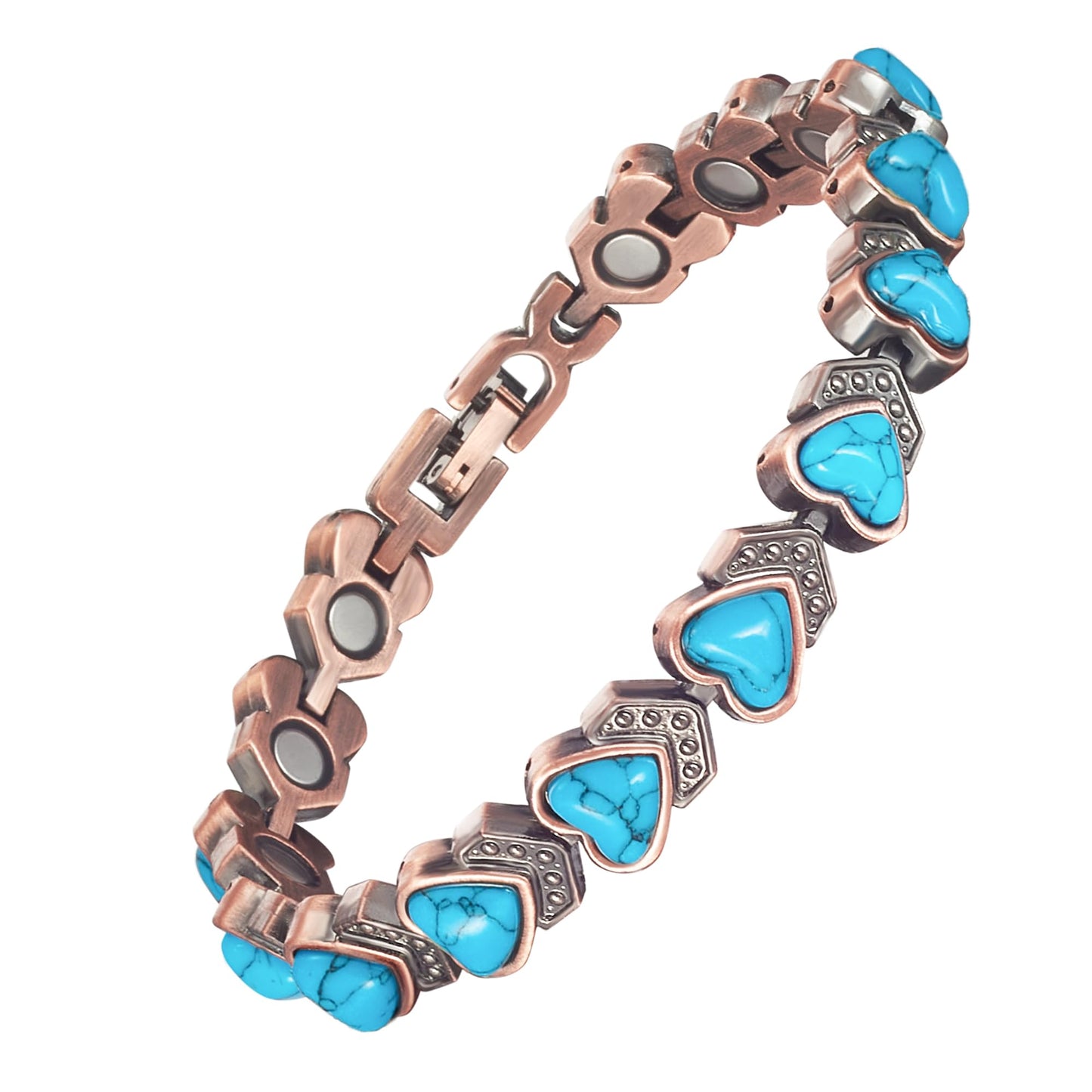 EnerCoppeX Copper Magnetic Bracelet for Women, Turquoise Detox Jewelry with 3500 Gauss Magnet (Type E)