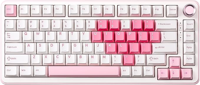 YUNZII B75 PRO Wireless Mechanical Keyboard,75% Layout with Knob,Hot Swap Gasket Structure,Creamy Pre-lubed Switches,RGB Backlit,Bluetooth/Type-C/2.4G for Win/Mac (White, Milk Switch)