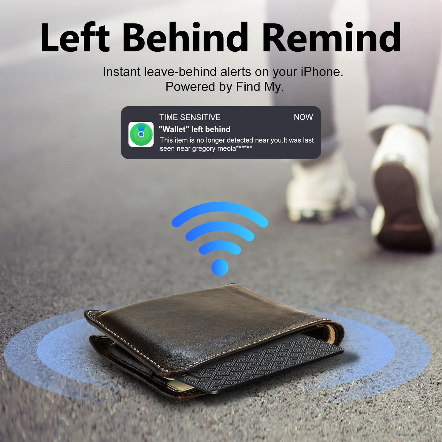 Ultra-Thin Wallet Tracker Card(iOS Only), Bluetooth Tracker Smart Card for Apple Find My iPhone Wallet GPS Tracker, Supports Wireless Charging, 10 Years Battery for Luggage, Wallets, Backpacks, Keys