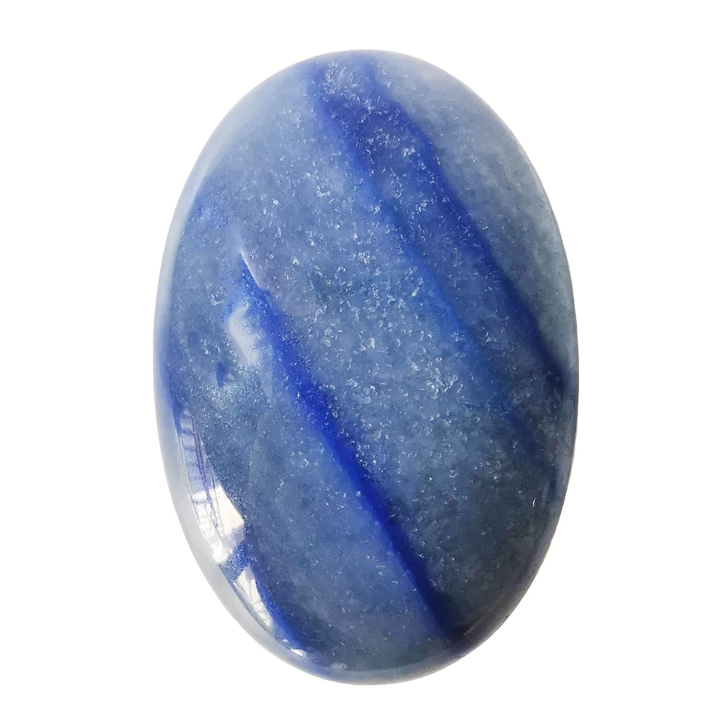 Loveliome Natural Blue Aventurine Oval Polished Worry Stones, Healing Crystal Indoor Fountain Stones Massage Energy Anxiety Relief Items