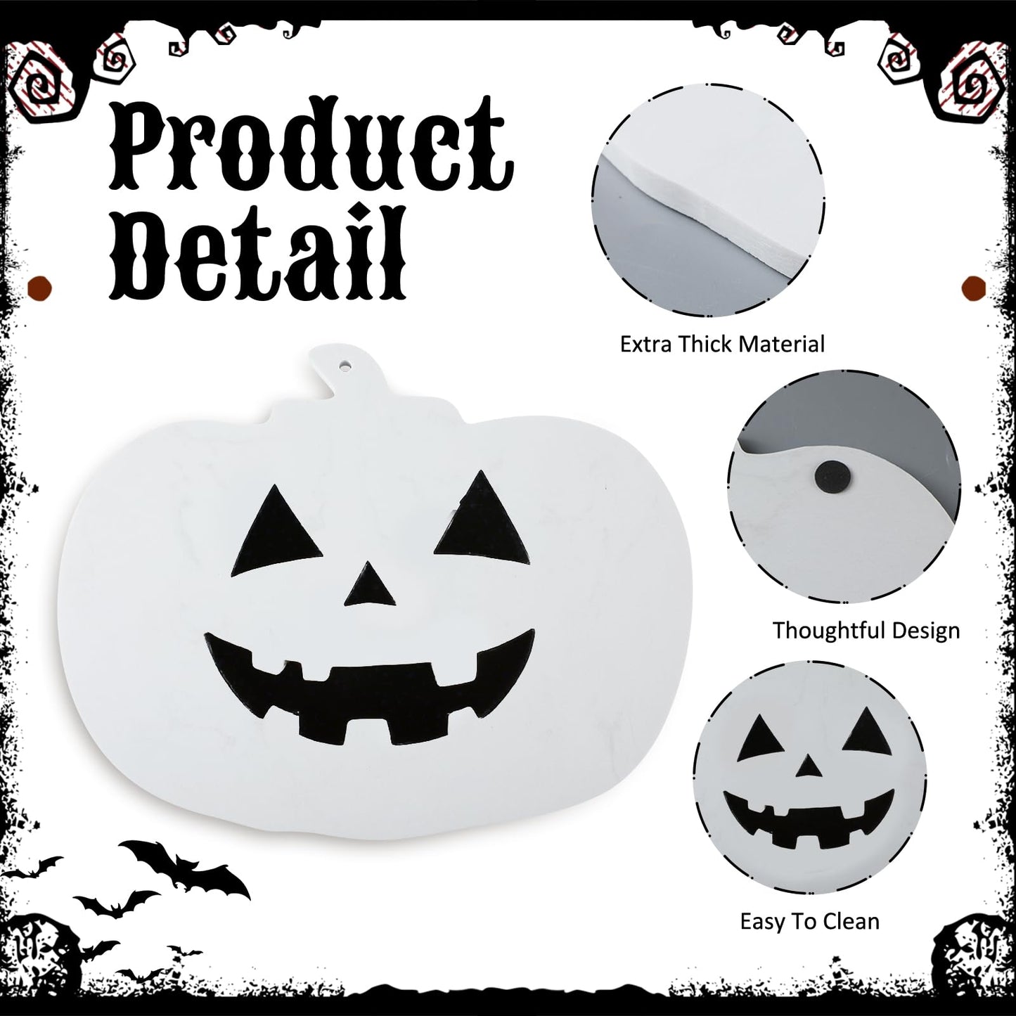 Reallnaive Halloween Marble Pumpkin Cheese Board Charcuterie Cutting Tray Marble Serving Decorative for Decoration Charcuterie Kitchen(White)