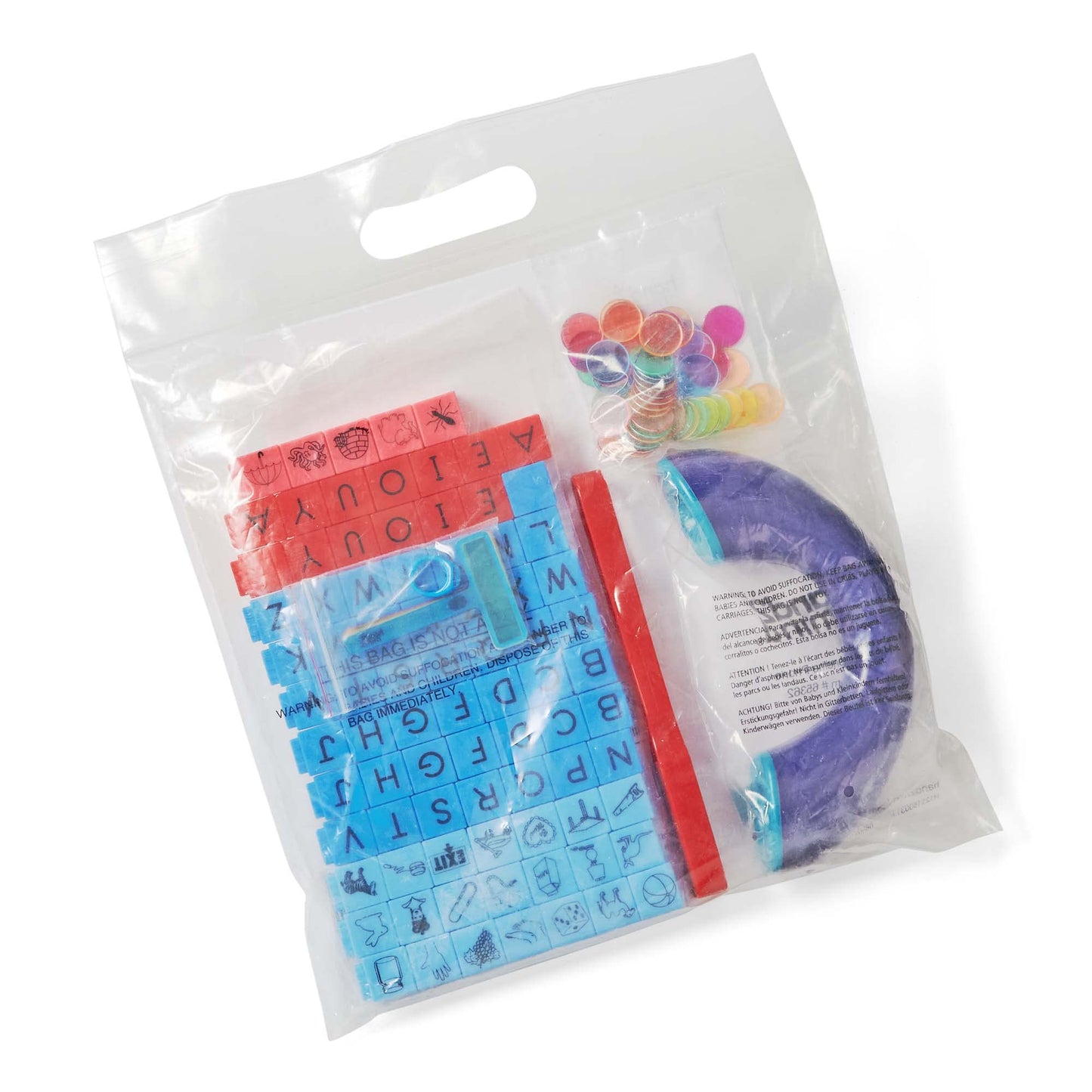 hand2mind Literacy Take Home Manipulatives Kit, Includes FingerFocus Highlighters, Phoneme Phone, Reading Rods Phonemic Awareness Linking Cubes, Magnetic Wand and Chips, Reading Tools (139 Pieces)