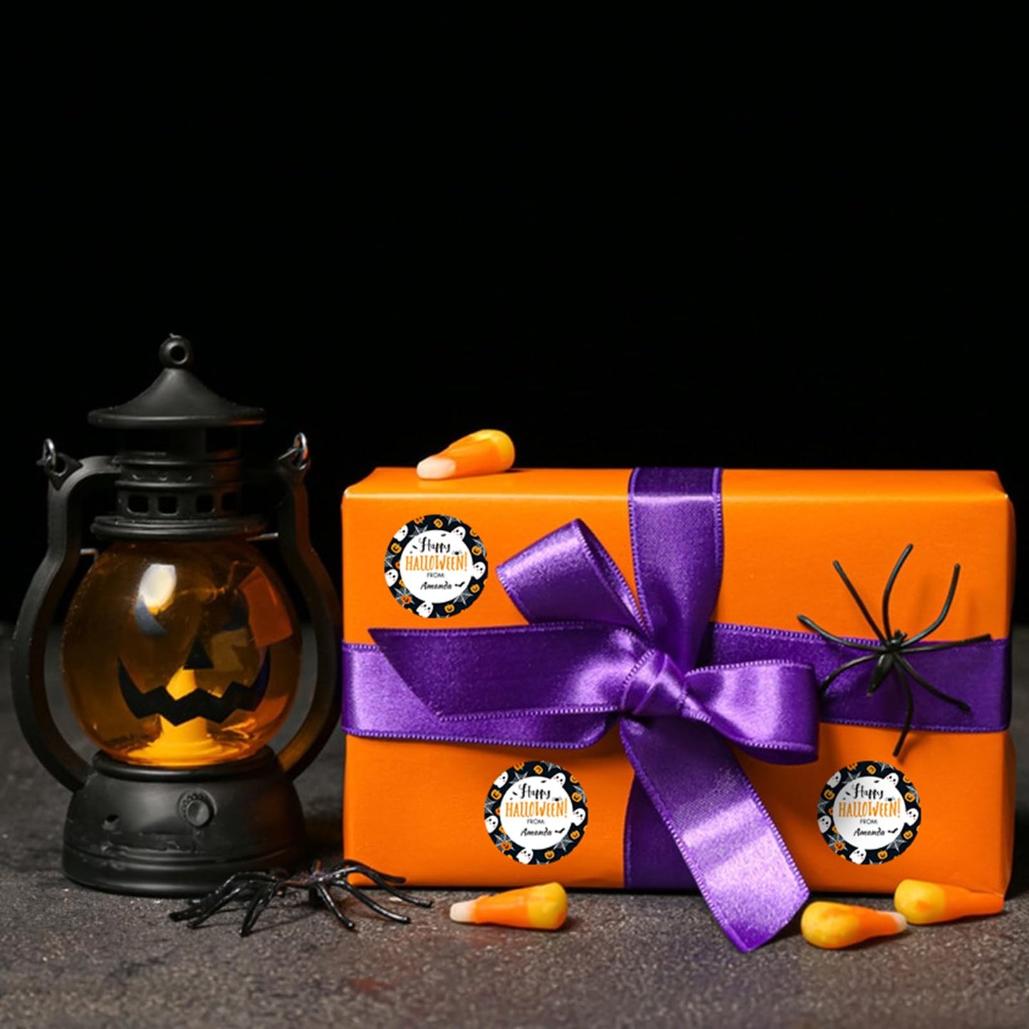 Anwyll 50 Pcs Halloween Tags with String + 60Pcs Halloween Name Gift Tags Stickers