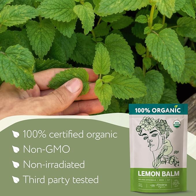 Melissa Tea Organic (10oz.) - Lemon Balm Tea Organic Loose Leaf - Te de Tolonjil - Natural Support for Anti-Stress, Sleep, Blood Pressure, Digestion