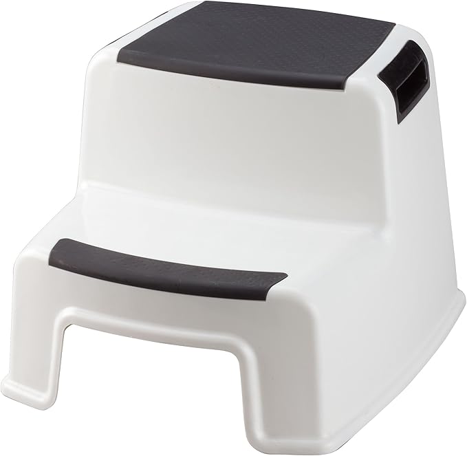 Two-Tier Portable Stepping Stool - Safe and Easy 2-Step Design | Textured Surfaces, Sturdy, and 280 lbs Capacity | Built-in Handles | Indoor and Outdoor Use | 13 1/2" x 12" x 10 1/4, by LivingSURE