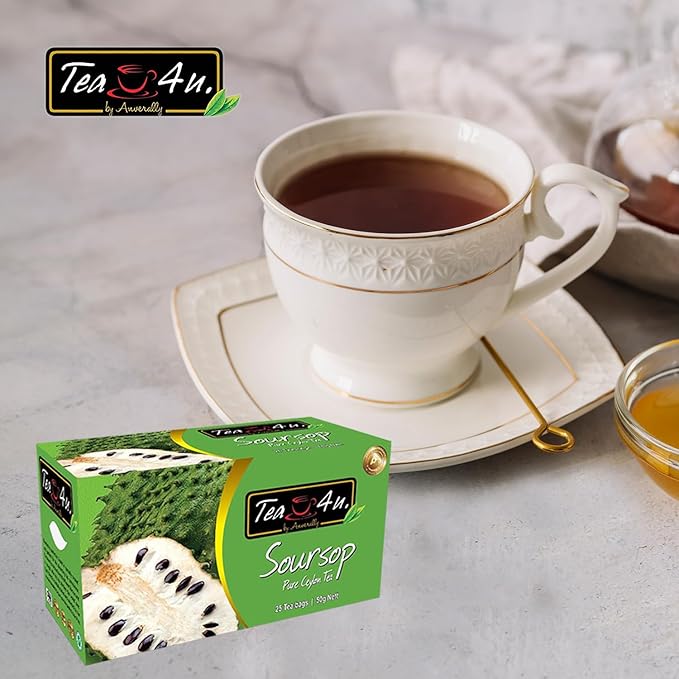 Tea4U Flavored Black Ceylon TeaBags (Soursop) - Ideal Quality from Sri Lanka's Finest Leaves and Expertly Blended - 25 Count