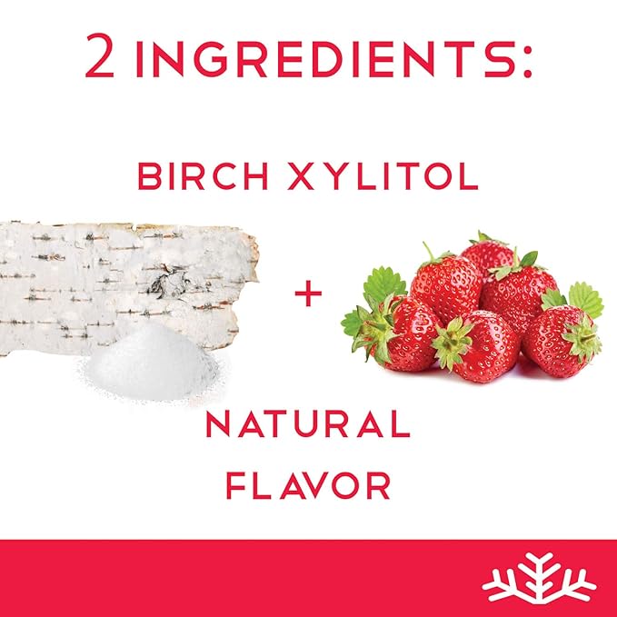 Strawberry Xylitol Candy Chips (6-Pack) - SNØ 1.5oz Tins - Handcrafted w/ONLY 2 Ingredients | Diabetic-friendly, Non-GMO, Vegan, Keto, GF & Kosher | Purest sugar-free candy in the world
