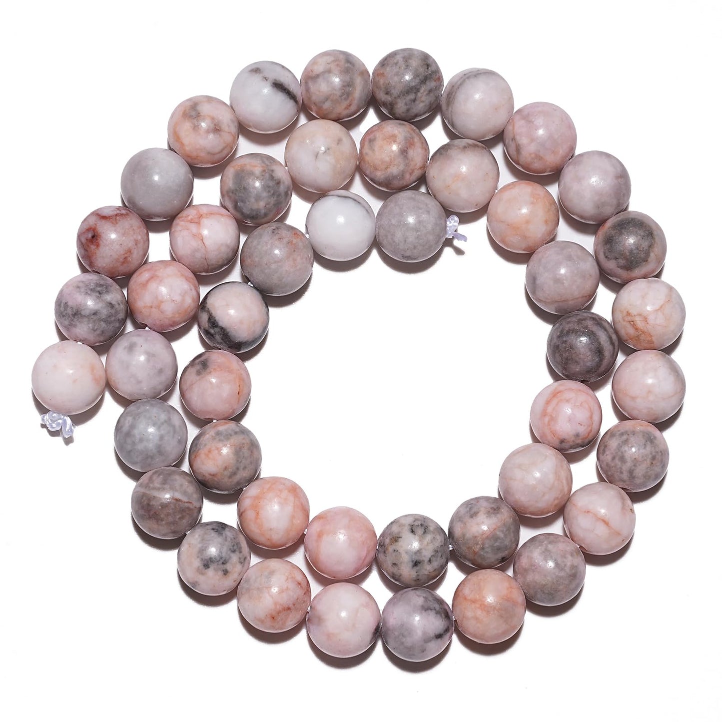 8mm Natural Pink Zebra Gemstone Beads Polished Round Smooth Stone Beads for Bracelets Jewelry Making 15inch Loose Beads