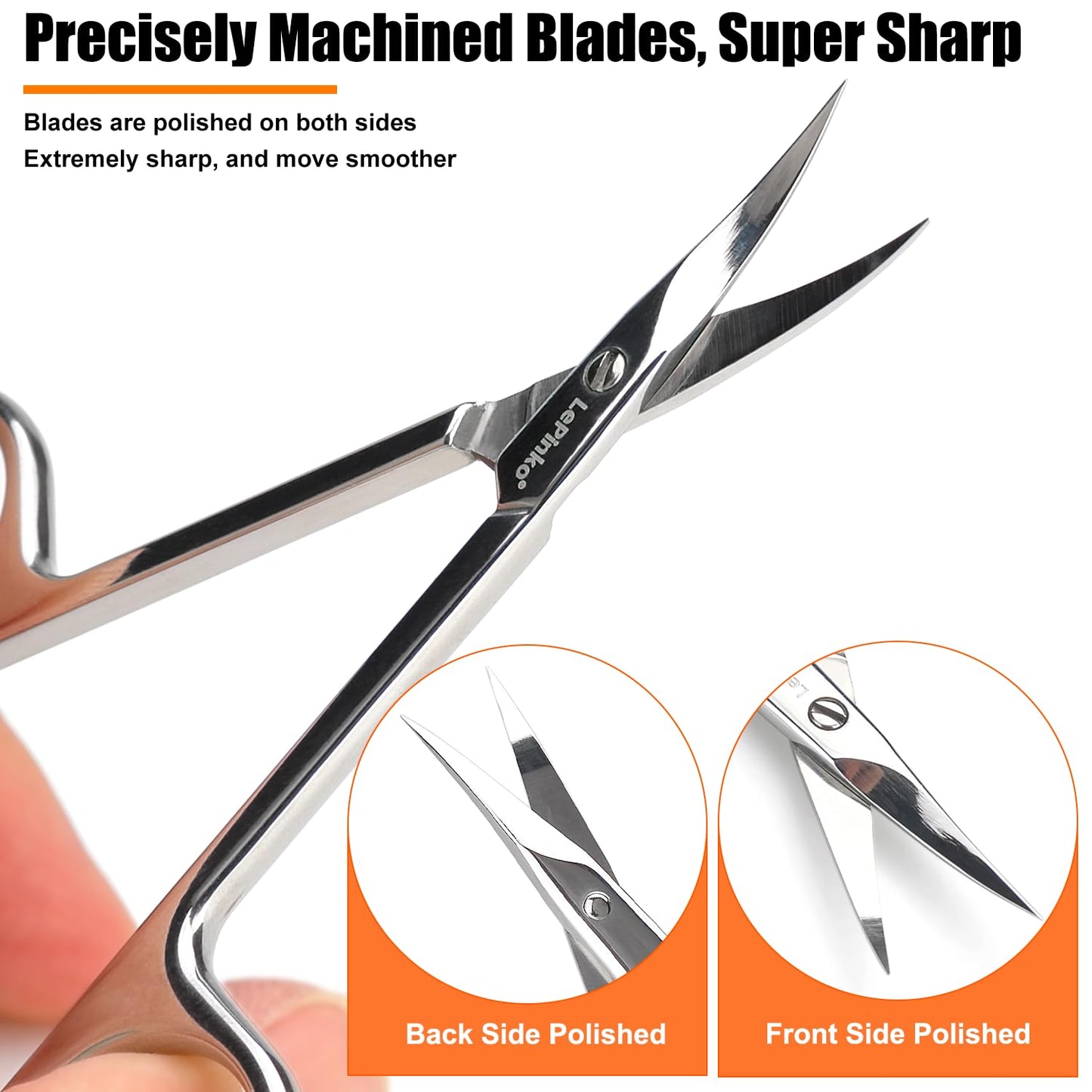 LePinko Professional Cuticle Scissors, Fully Forged, Sharper and More Wear-resistant, Short Blades