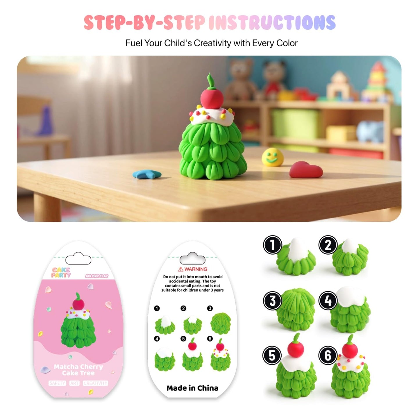 Air Dry Clay Kits for Kids - hittaty Cake Themed Model Magic Clay, 12 Boxes Molding Clay for Kids with Sculpting Tools and Tutorials, Safe, Soft & Non-Sticky DIY Arts and Crafts Gift for Boys & Girls