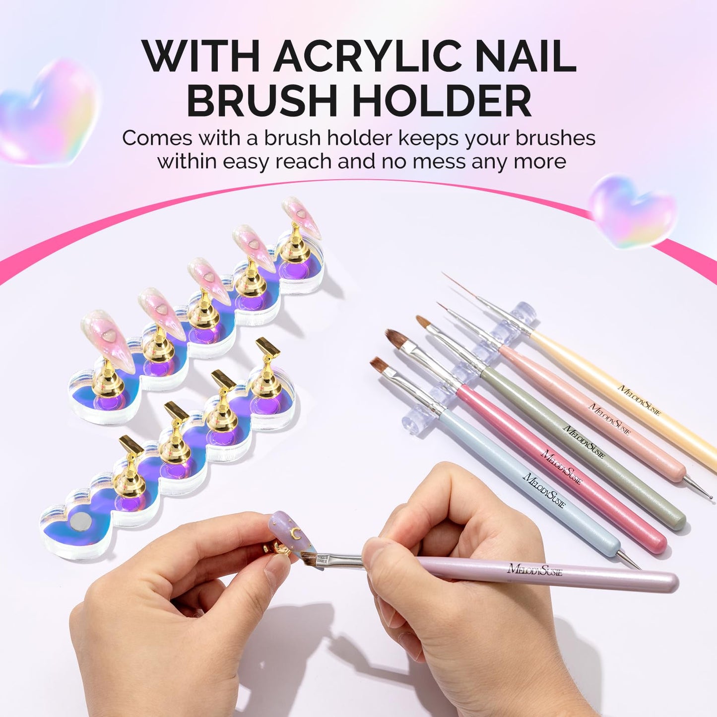 MelodySusie Extra Short Ballerina X Nail Tips with Nail Stand for Press Ons