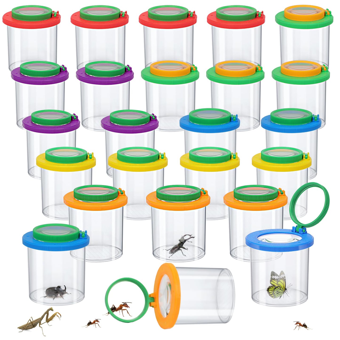 Coopay 24 Pcs Insect Bug Viewer for Kids - Bug Jars, Critter Insect Cage, Bug Container, Bug Catcher, Magnifying Insect Box for Children, Kids Science Nature Exploration Collecting Kit