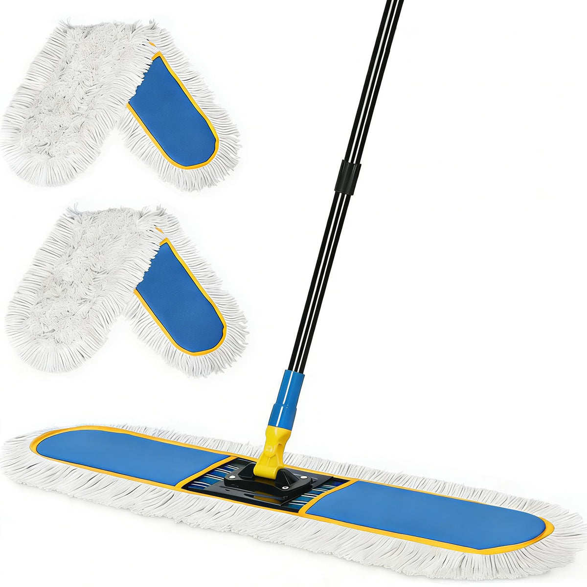 36" Commercial Dust Mop for Floor Cleaning with 2 Cotton Mop Pads (16 Ounce)