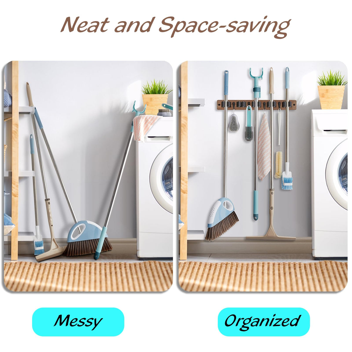 Mop and Broom Holder Wall Mount