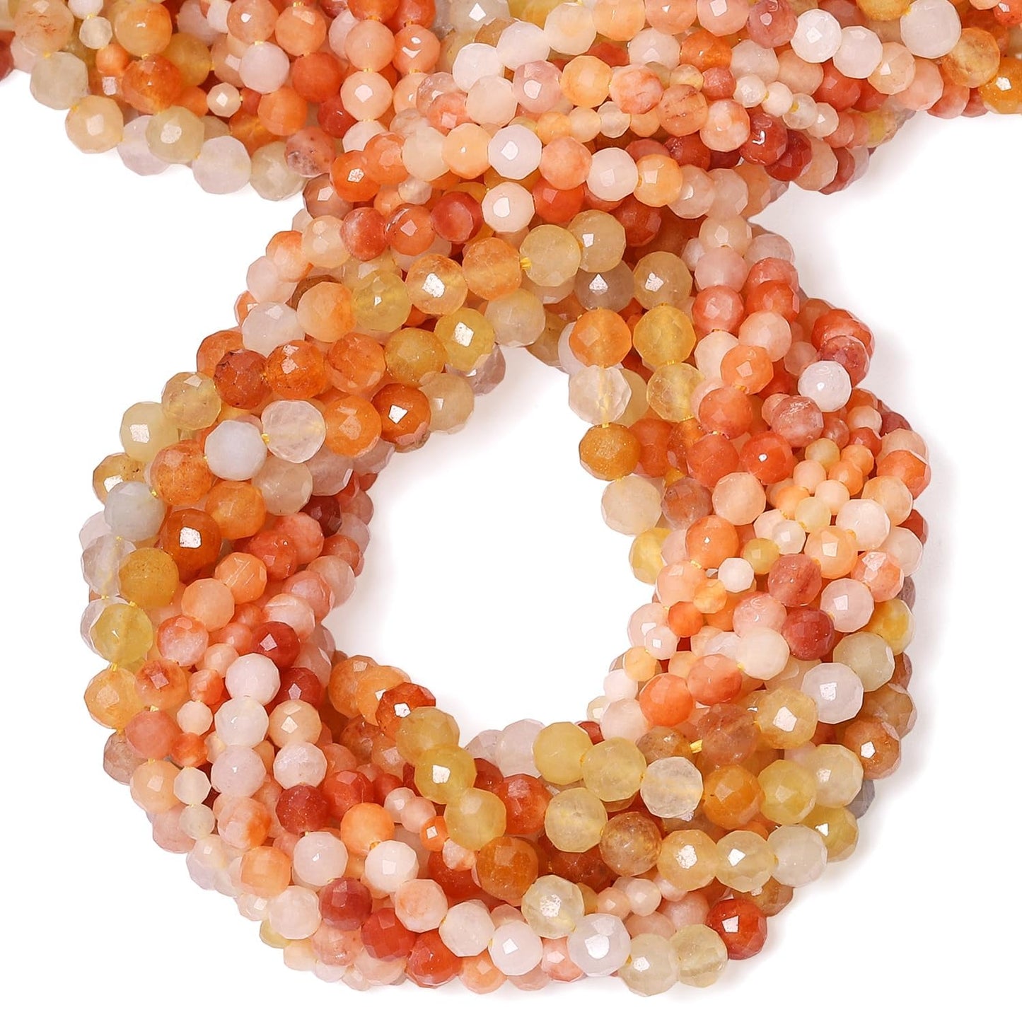 Song Xi 120pcs 3mm Natural Red Aventurine Gemstone Beads Faceted Round Loose Stone Beads for Jewelry Making (1 Strand)