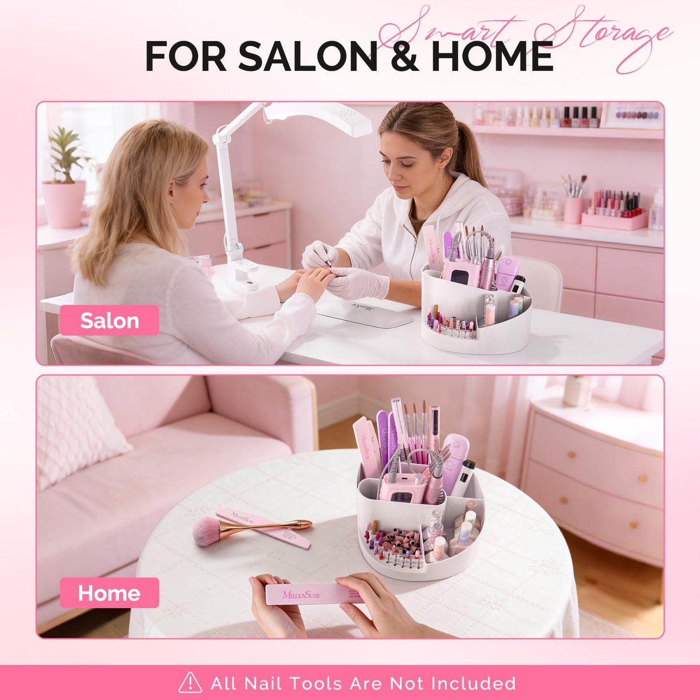 MelodySusie Acrylic Nail Tools Storage Box and Handheld Cordless UV Nail Lamp with LCD Display & Eye-Protection Cover