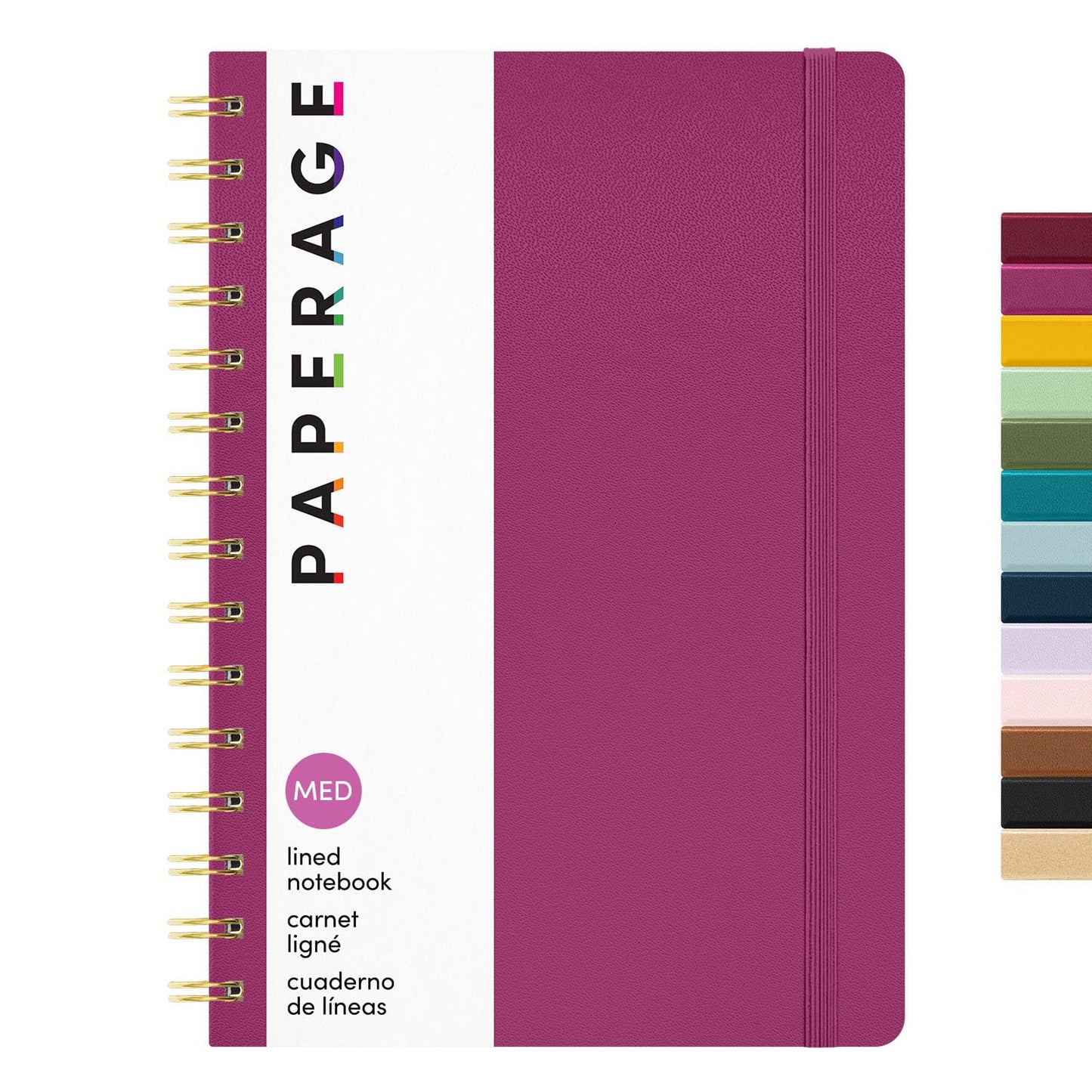 PAPERAGE Lined Spiral Journal Notebook, (Raspberry), 160 Pages, Hardcover Journal for Women & Men, Medium 5.5 in x 8 in - 100 GSM, Thick Paper, Spiral Notebook for Work, School & Journaling