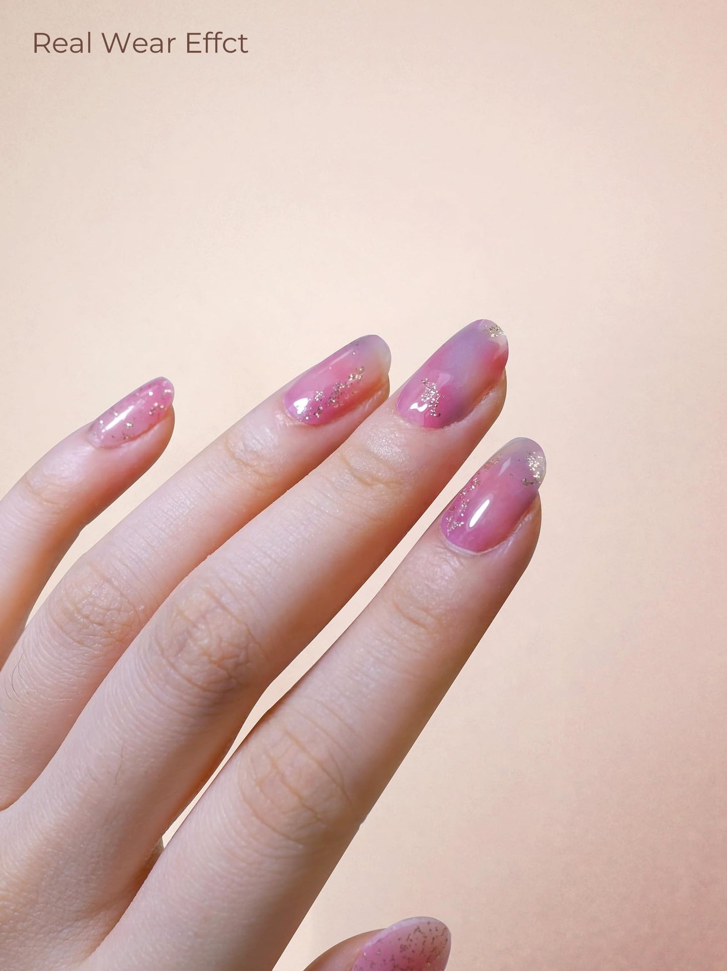 Beaolata Real Gel Nail Strips (No UV Light Needed) - 44Pcs Salon Quality Nail Stickers - Long Lasting Polish Wraps for Women, Easy Apply & Remove (Dusk Pink