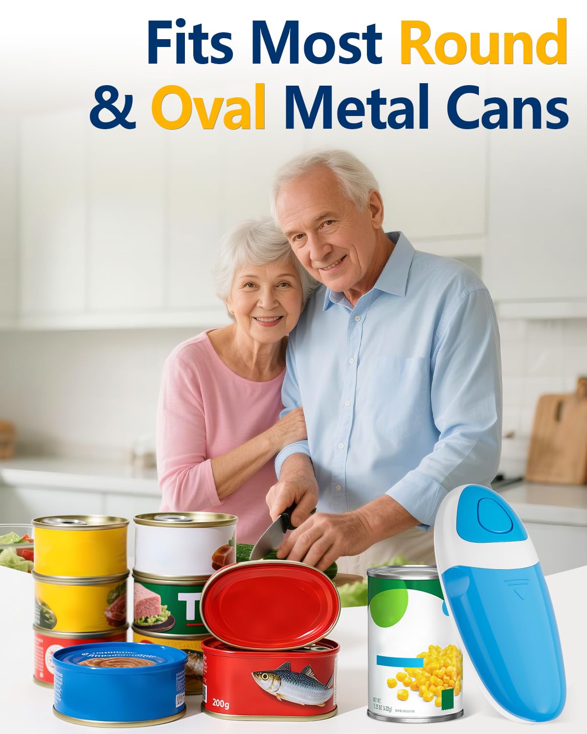 Electric Can Opener for Seniors Arthritis: Battery Operated, Hands free, Cordless, One Touch, Easy to Clean - Automatic Can Opener Smooth Edge with Powerful Motor for Kitchen by Befumly