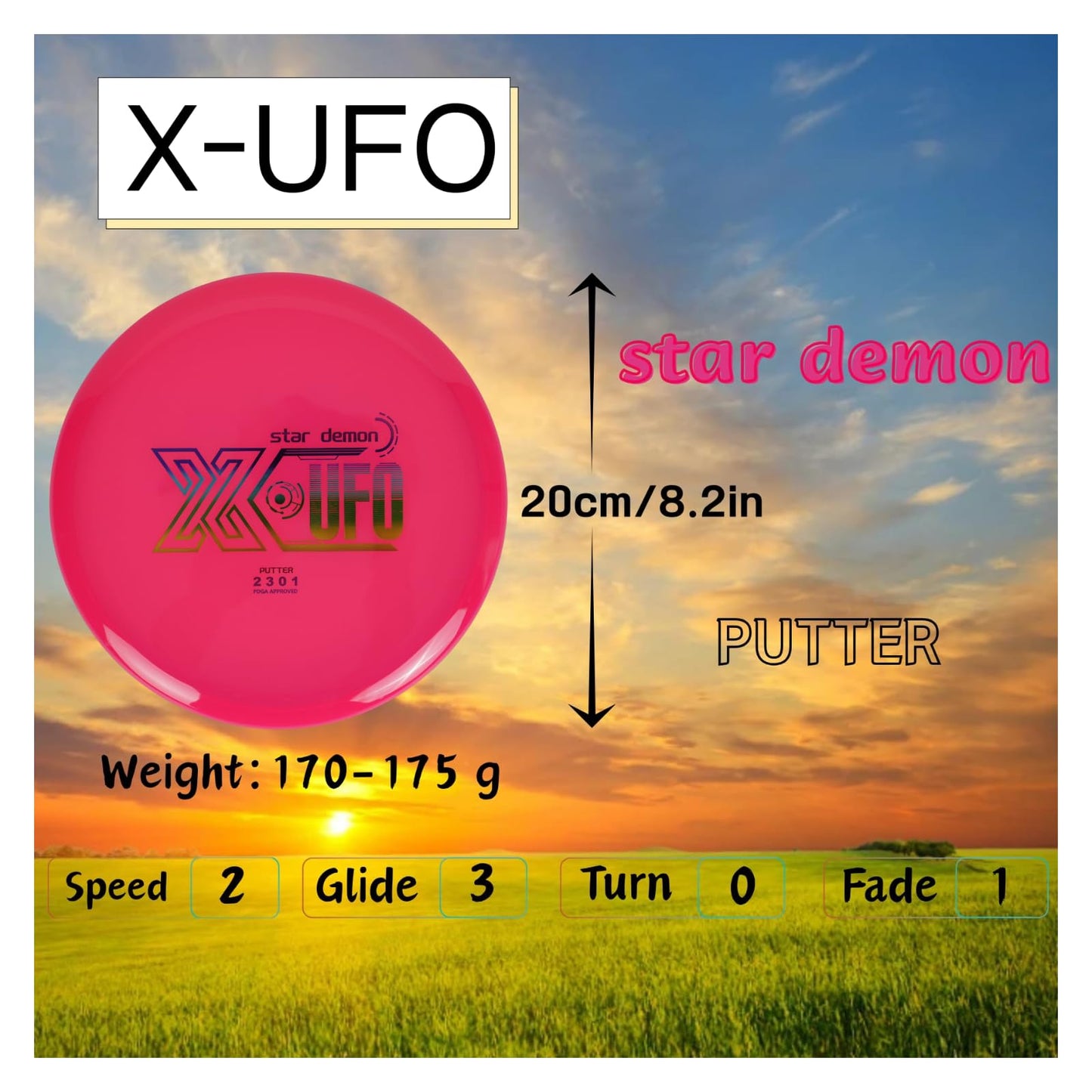 X-UFO Disc Golf Set - Disc Golf Starter Set 5 Pieces, with Putter, Driver, Mid-Range Discs, Mini Discs,Disc Golf Discs Set 170-180 Grams,PDGA Certified Golf Disc (Set 4)