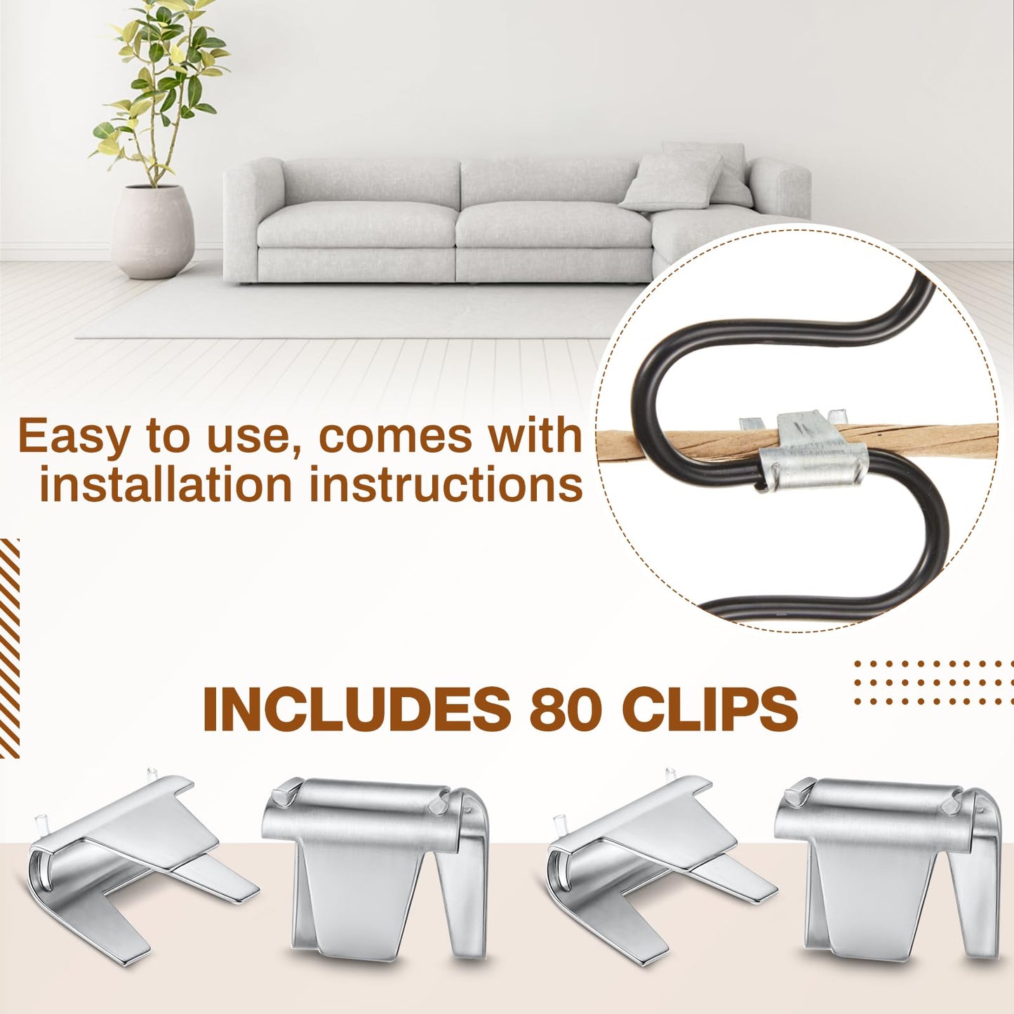 MorningRo Upholstery Stay Wire for Sofa Furniture Springs 40ft Paper Wrapped Wire 9 Gauge with 80 Clips Upholstery Supply Spring Repair Kit