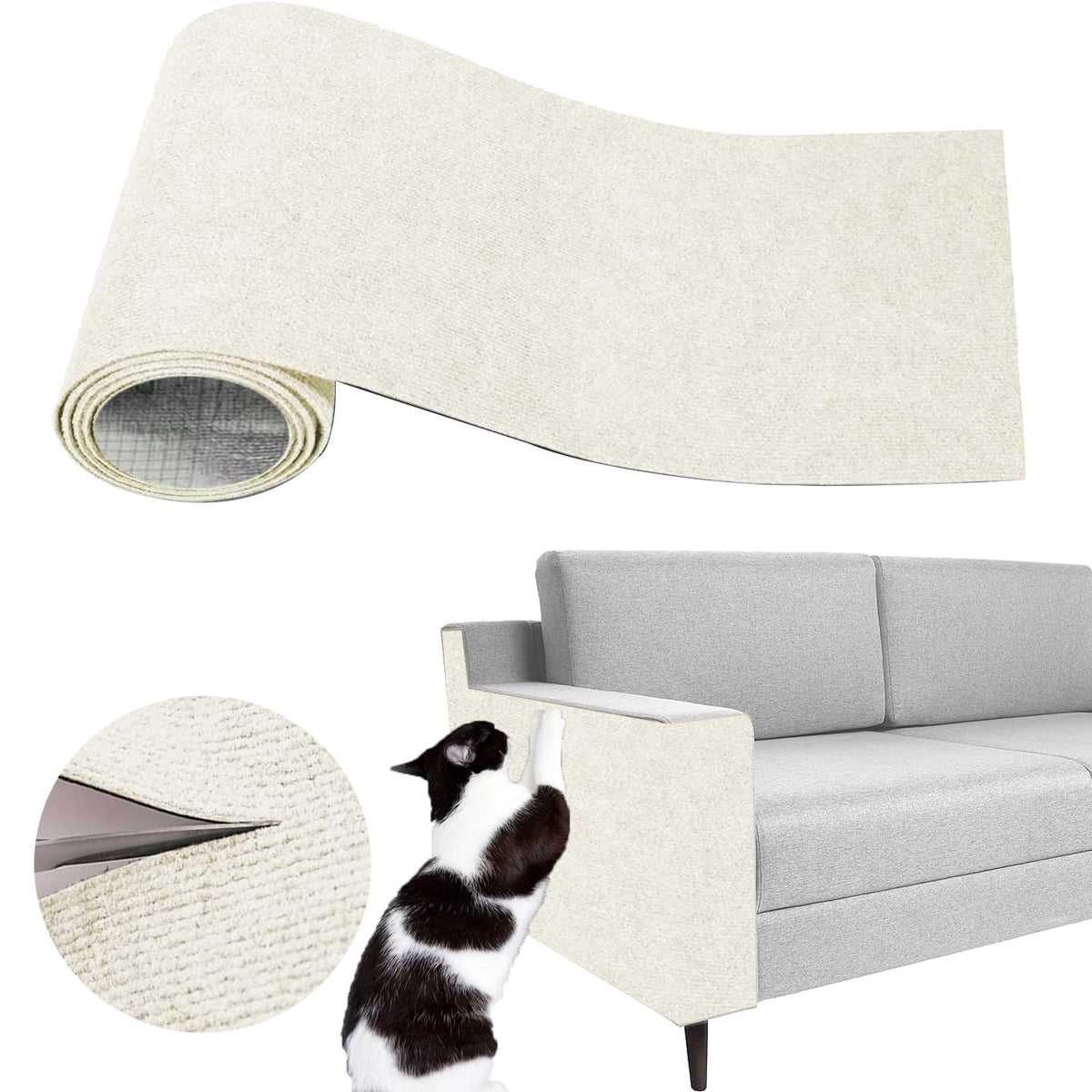 SREBAY Cat Scratch Couch Furniture Protector, Self-Adhesive Scratch Pad