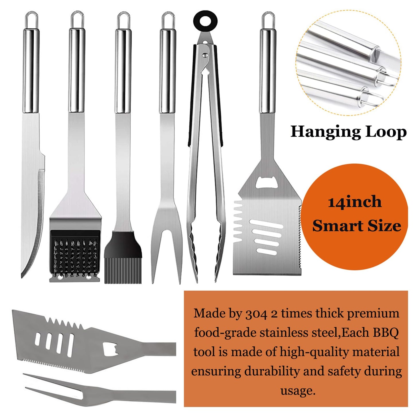 MUJUZE Grilling Accessories,Grill Utensils Set for Outdoor,Barbecue Tool Sets for Men,BBQ Accessories with Apron for Dad,Grill Tool Set,Grill Kit for Camping,Backyard