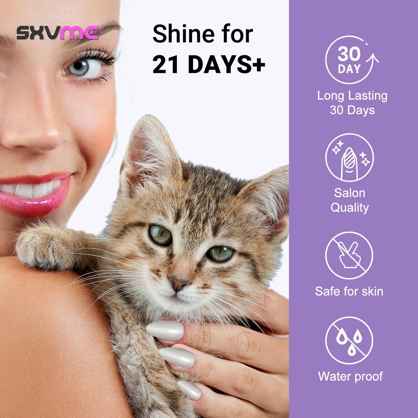 SXVME Short Press On Nails Square - Cat Eye Nude Pink Fake Nails Acrylic Press ons Glue on Nails Opaque Glitter Short False Nails in 30 Pcs for Women