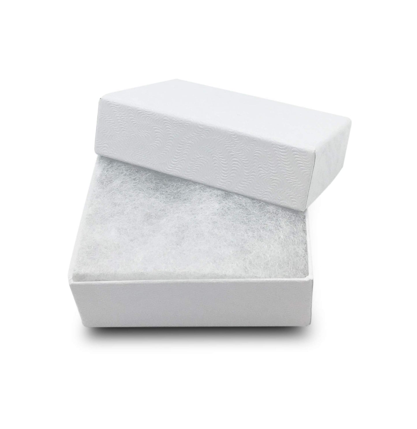 TheDisplayGuys - 25-Pack #11 Cotton Filled Cardboard Paper Jewelry Boxes Gift Case - White Swirl (2.1" x 1.8" x 0.8") - for Shipping or Storage