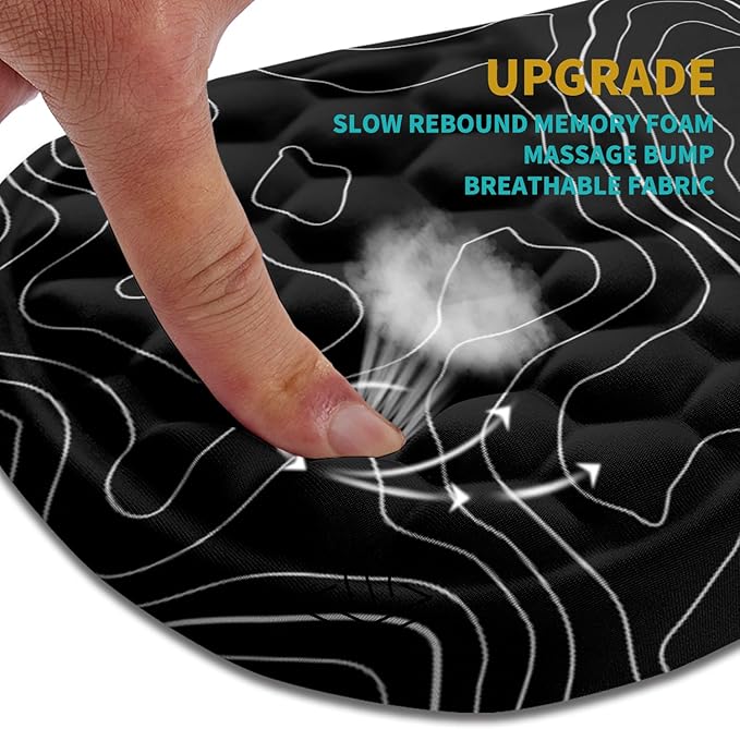 Hokafenle Ergonomic Mouse Pad Wrist Support, Wrist Rest Mousepad for Carpal Tunnel Pain Relief with Integrated Memory Foam Slope Massage Bulge (11.8x7.9 inch,Topographic Contour)