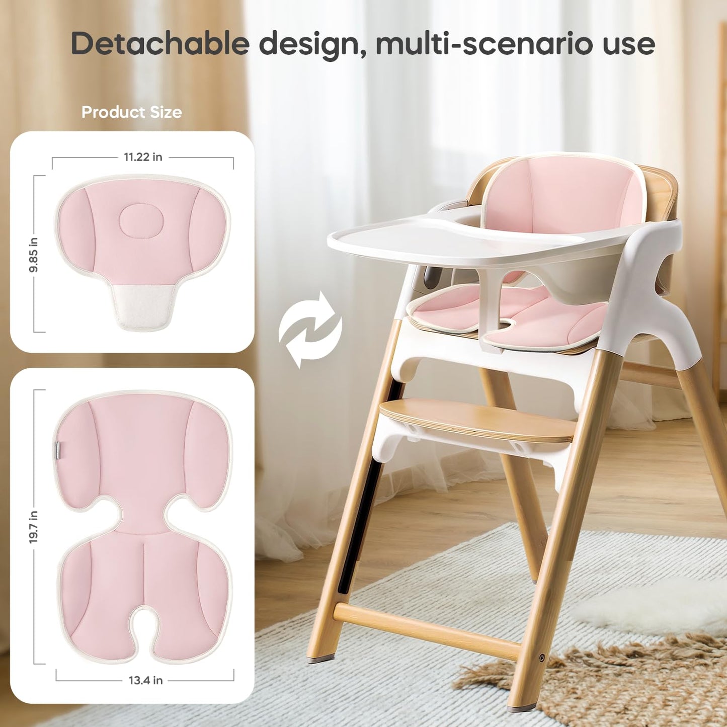 Baby Stroller Cooling Pad Universal Soft Cooler Pad Breathable Adjustable Car Seat Liner Detachable 2-Piece Cooling Cushion Fits Strollers, Car Seat, High Chair, Bassinet, Swing