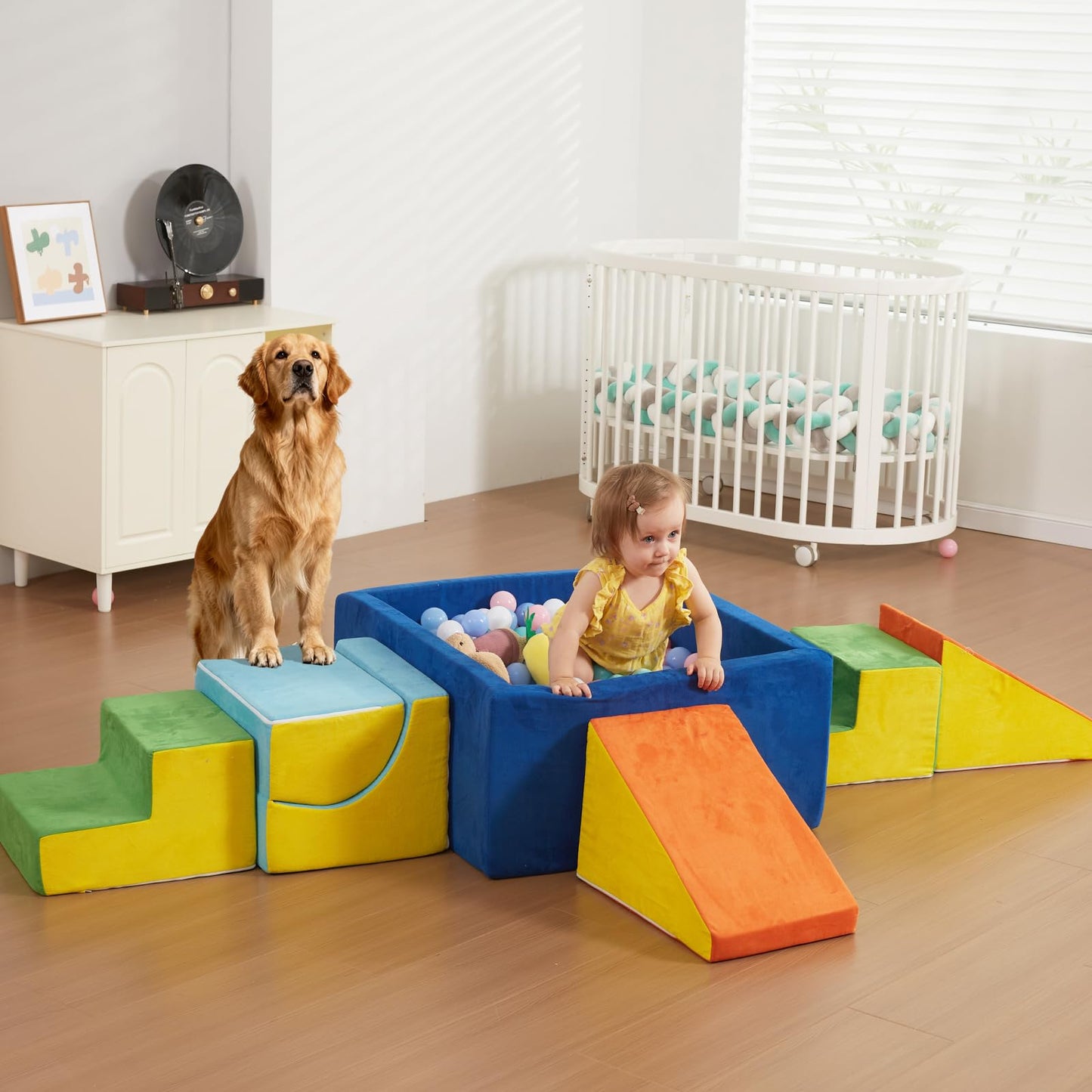STAOLENE Soft Foam Climbing Blocks with Ball Pit, 6PCS Color Indoor Climbing Toys for Toddler, Climb and Crawl Activity Play Set, Play Gym for Child Development (Balls not Included)