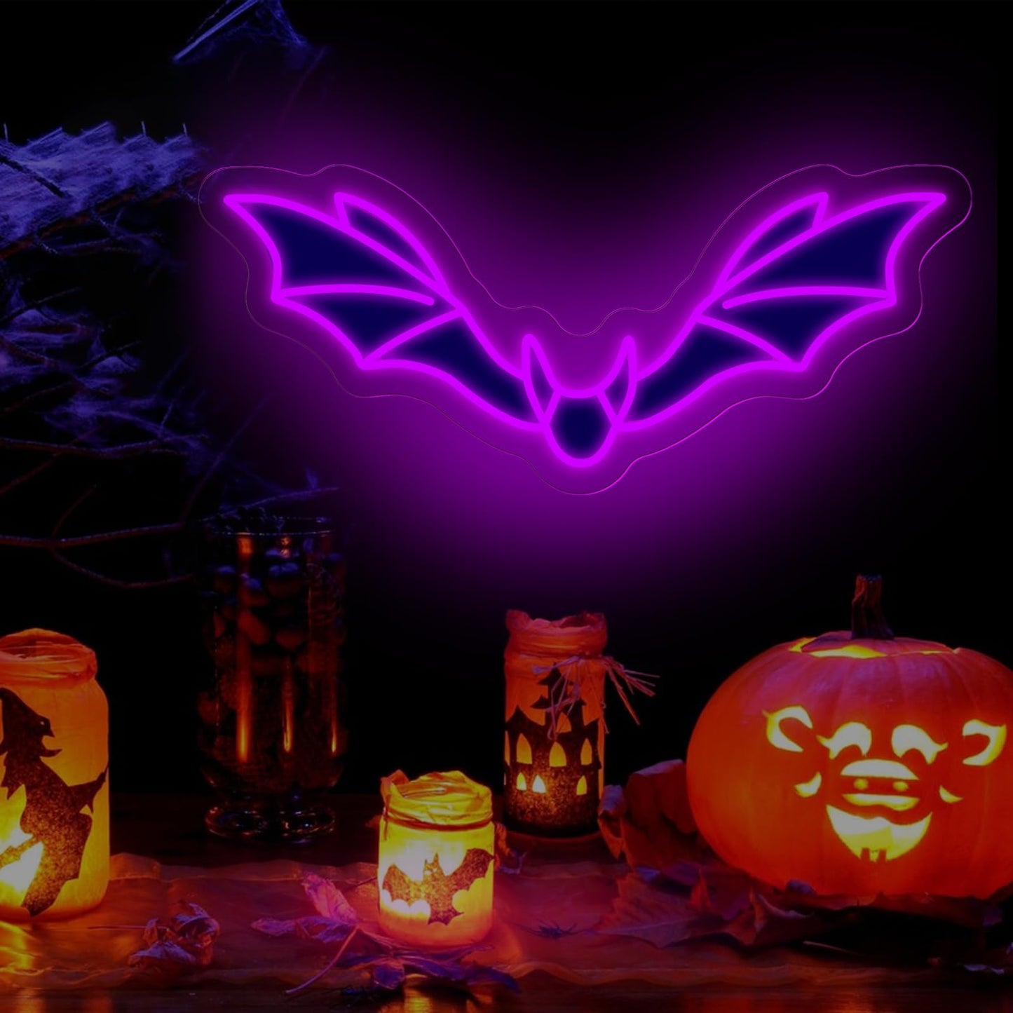 Bat Neon Sign, Halloween Bats Decor, Horror Bedroom Dorm Wall Decoration, Bat Lovers Gift, Gothic Home Wall Room Decor, Red, 15.7"x6.9"