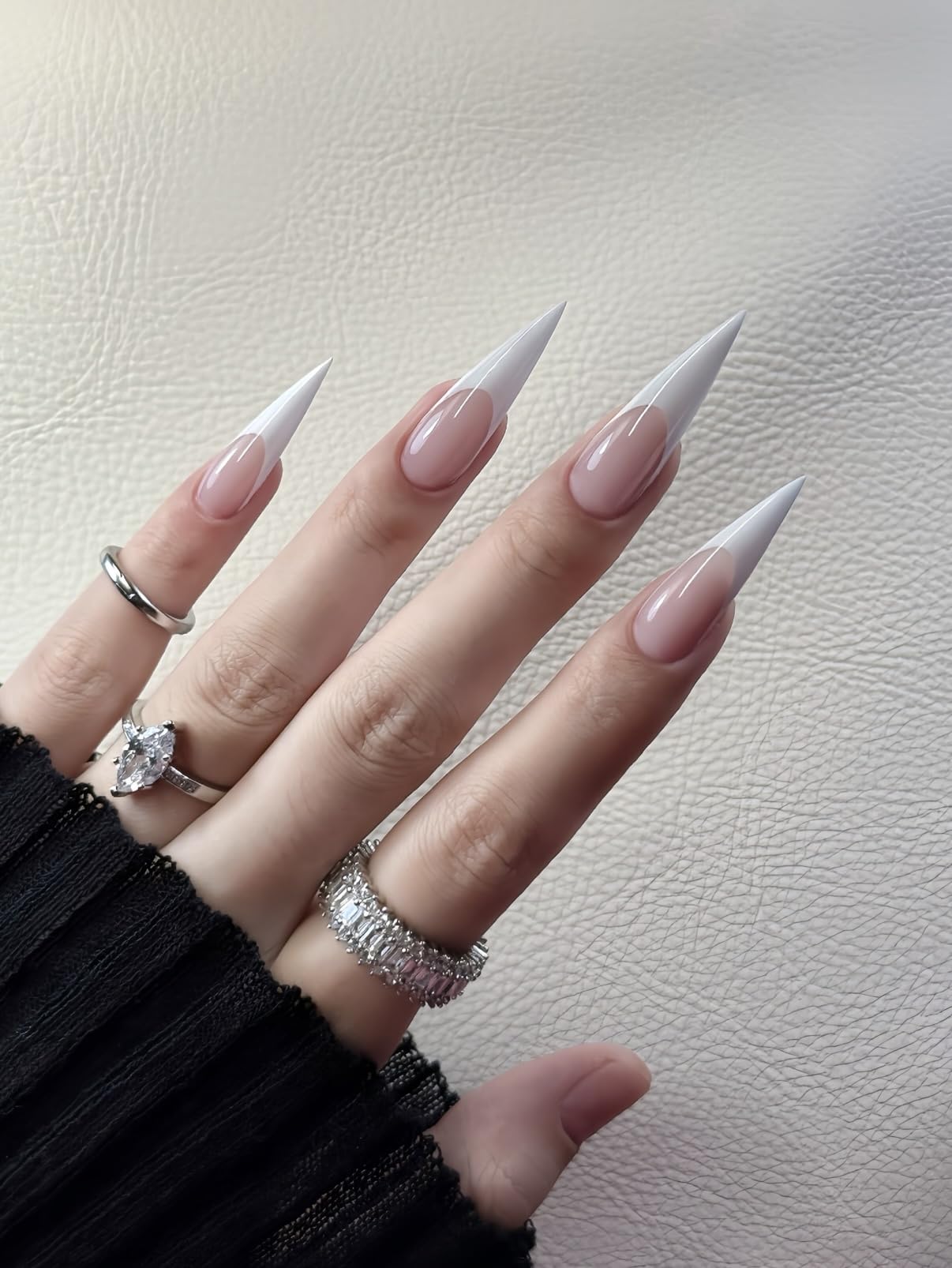 WELLQUINN Stiletto Nail Tips, 360PCS Full Cover Clear ABS False Nails for Acrylic Nails, DIY Nail Art & Manicure Salon, 12 Sizes
